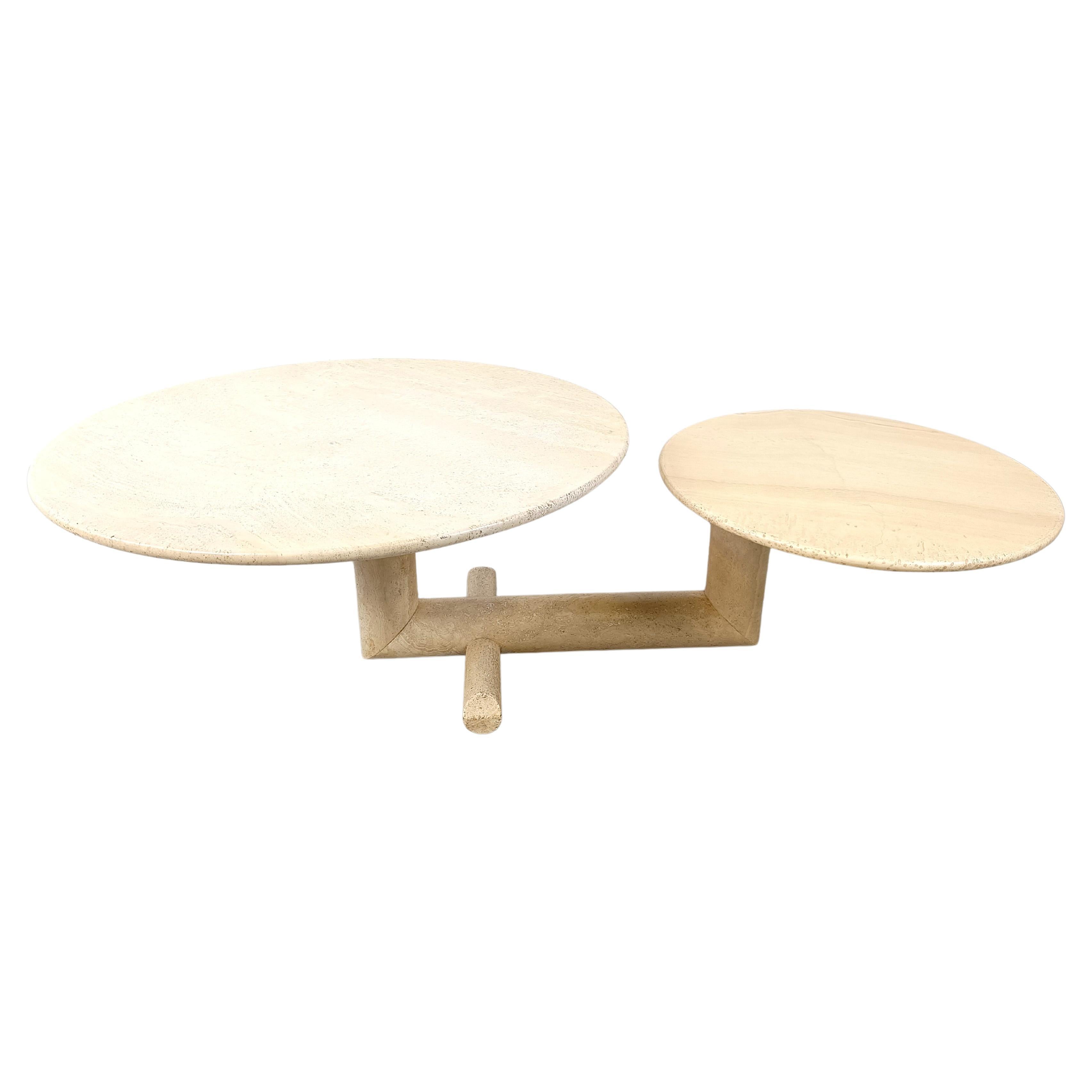 Vintage adjustable travertine coffee table for Roche Bobois, 1970s  For Sale