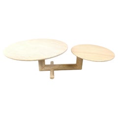 Vintage adjustable travertine coffee table for Roche Bobois, 1970s