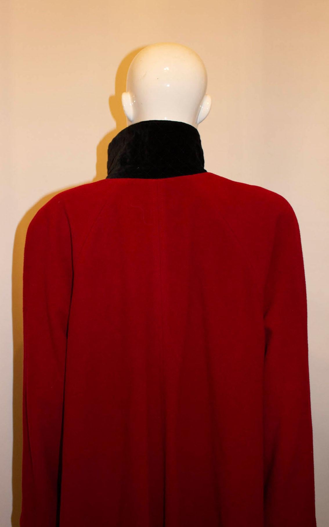 Vintage Admyra for Selfridges Red Cashmere Mix Coat  In Good Condition For Sale In London, GB