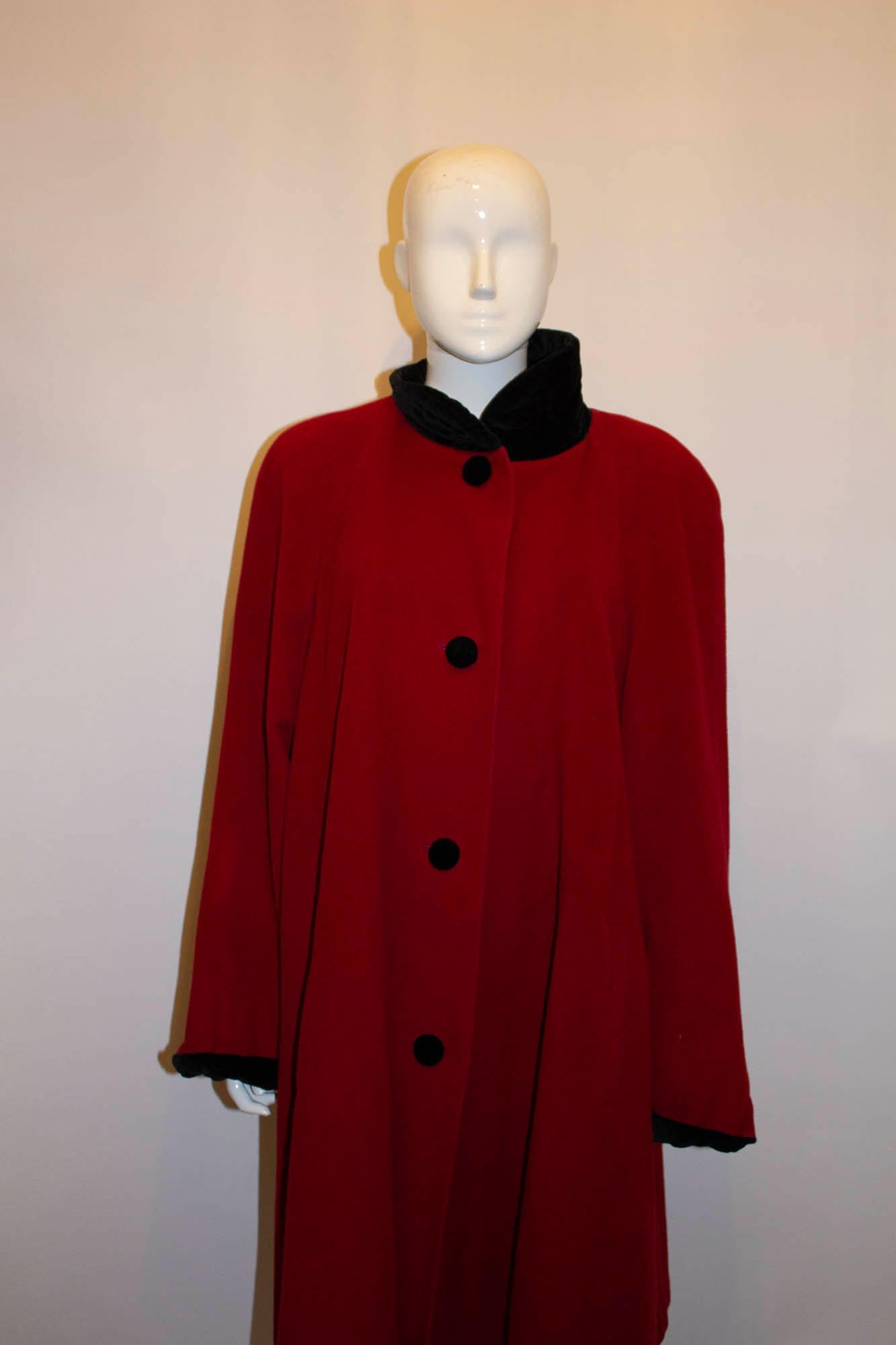 Vintage Admyra for Selfridges Red Cashmere Mix Coat  For Sale 1