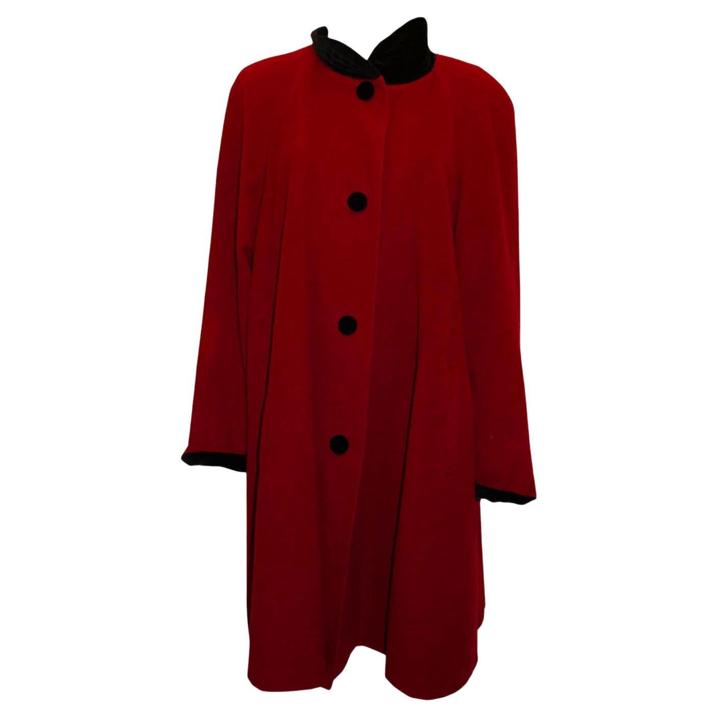 Vintage Admyra for Selfridges Red Cashmere Mix Coat  For Sale