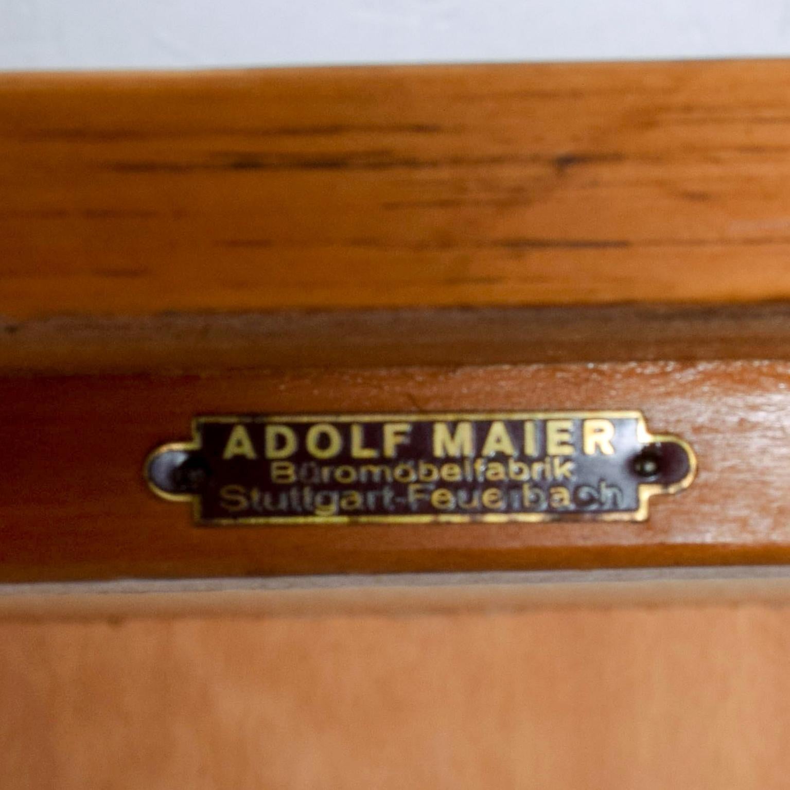 Adolf Maier Blonde Bauhaus Desk Locking Tambour Doors, Germany 1