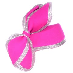 Retro Adolfo II Hot Pink and Silver Structured Bow Statement Hat