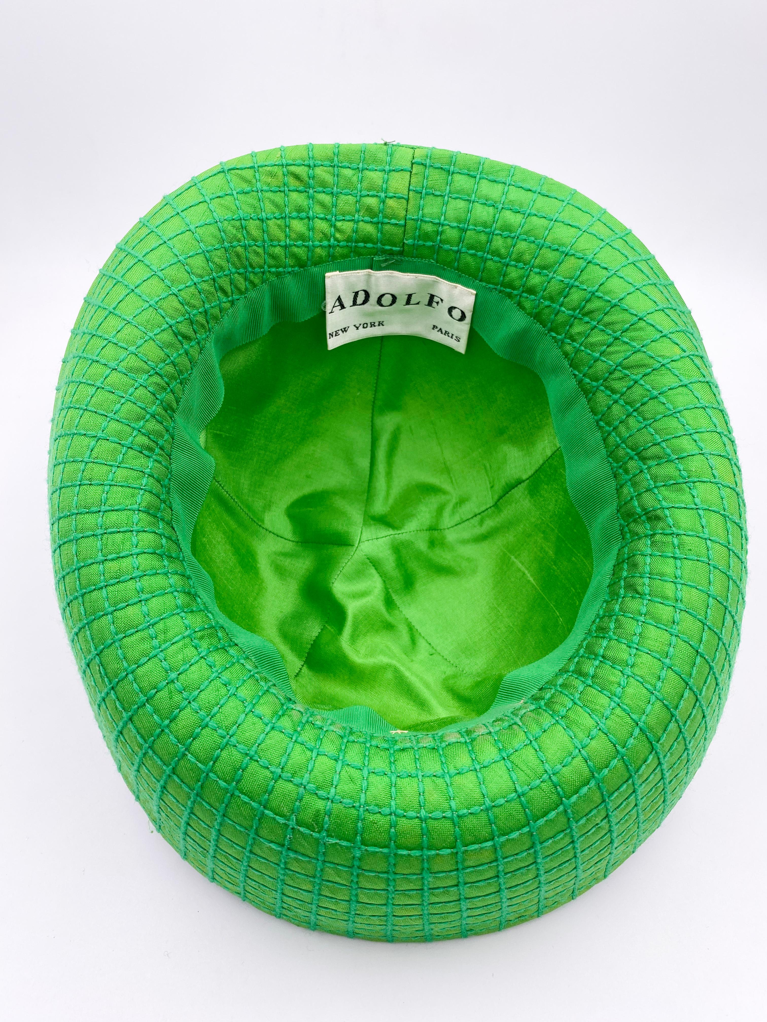 Women's Vintage Adolfo Kelly Green Hat with Bow For Sale