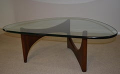 Vintage Adrian Pearsall Amoeba Form Glass Top Coffee Table