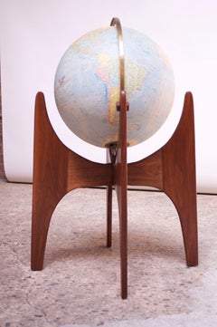 Vintage Adrian Pearsall for Craft Associates Illuminated Globe on Walnut Stand