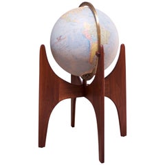 Vintage Adrian Pearsall for Craft Associates Illuminated Globe on Walnut Stand