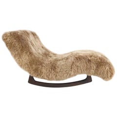 Vintage Adrian Pearsall Rocking Wave Chaise Restored in New Zealand Sheepskin