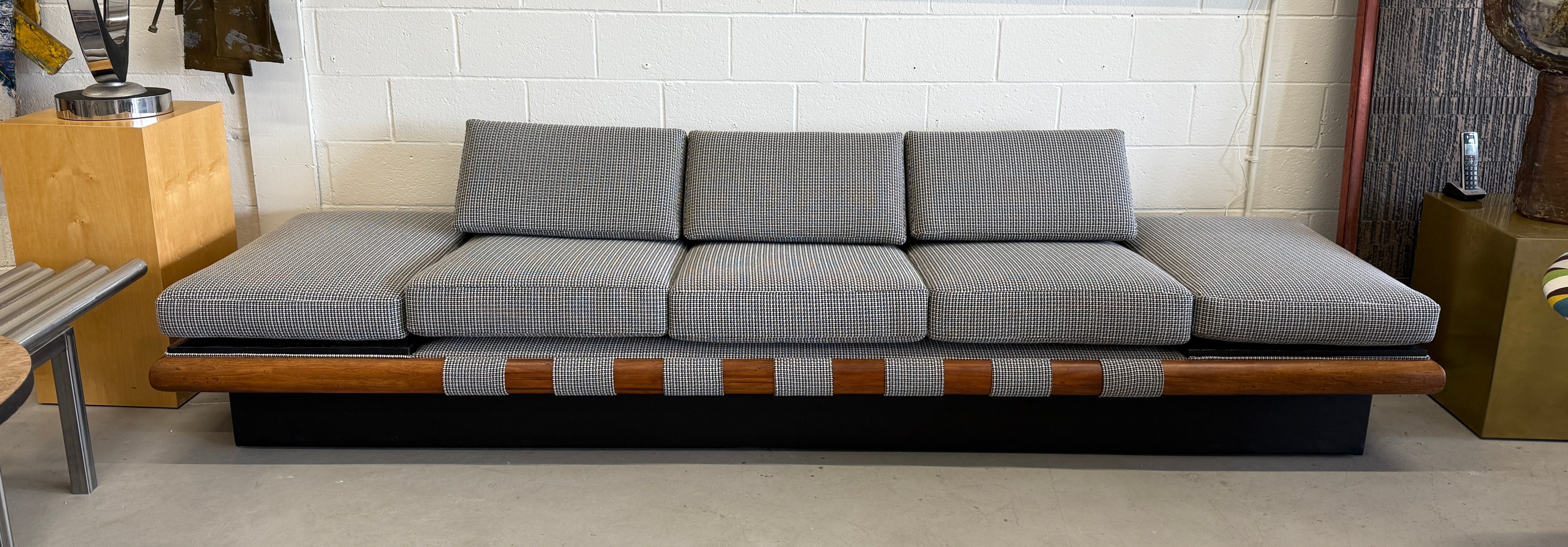 American Vintage Adrian Pearsall Sofa with Slate Ends Reupholstered in Knoll Entwin Jet