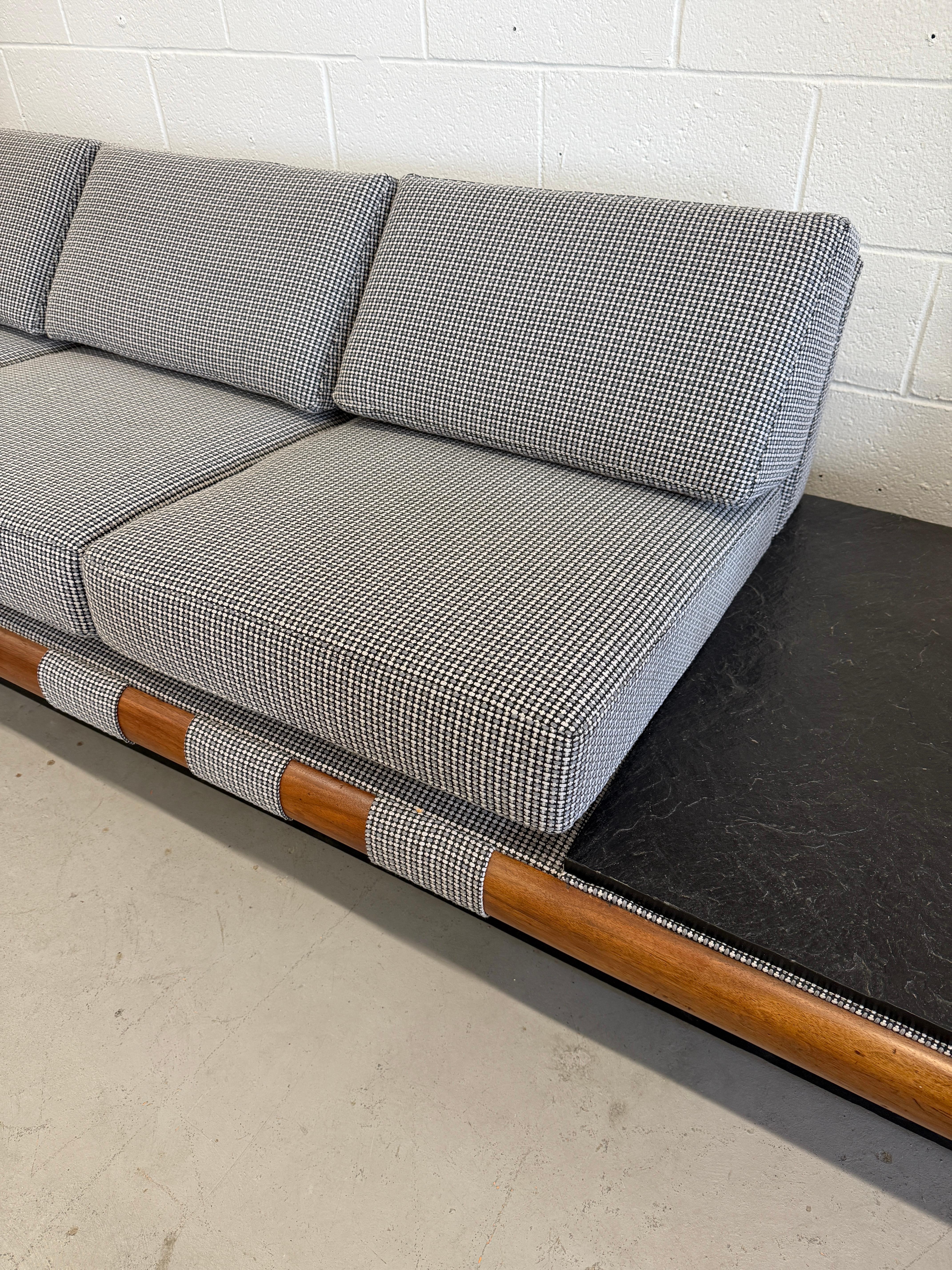 Mid-20th Century Vintage Adrian Pearsall Sofa with Slate Ends Reupholstered in Knoll Entwin Jet