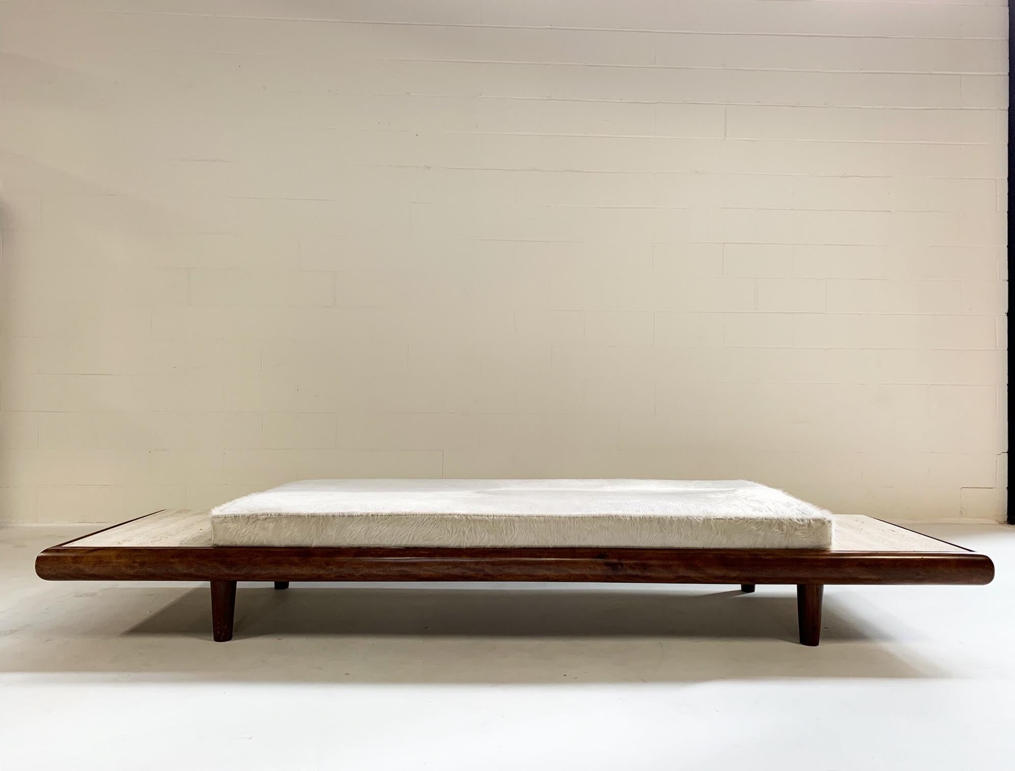Modern Vintage Adrian Pearsall Style Daybed with Custom Brazilian Cowhide Cushion
