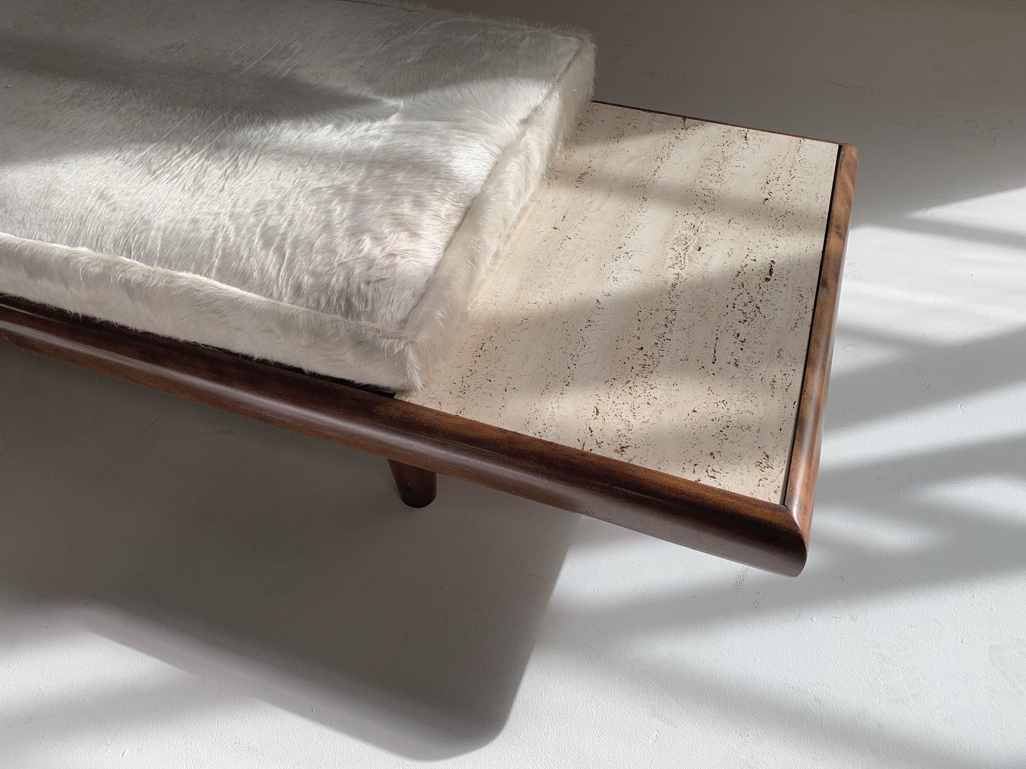 North American Vintage Adrian Pearsall Style Daybed with Custom Brazilian Cowhide Cushion