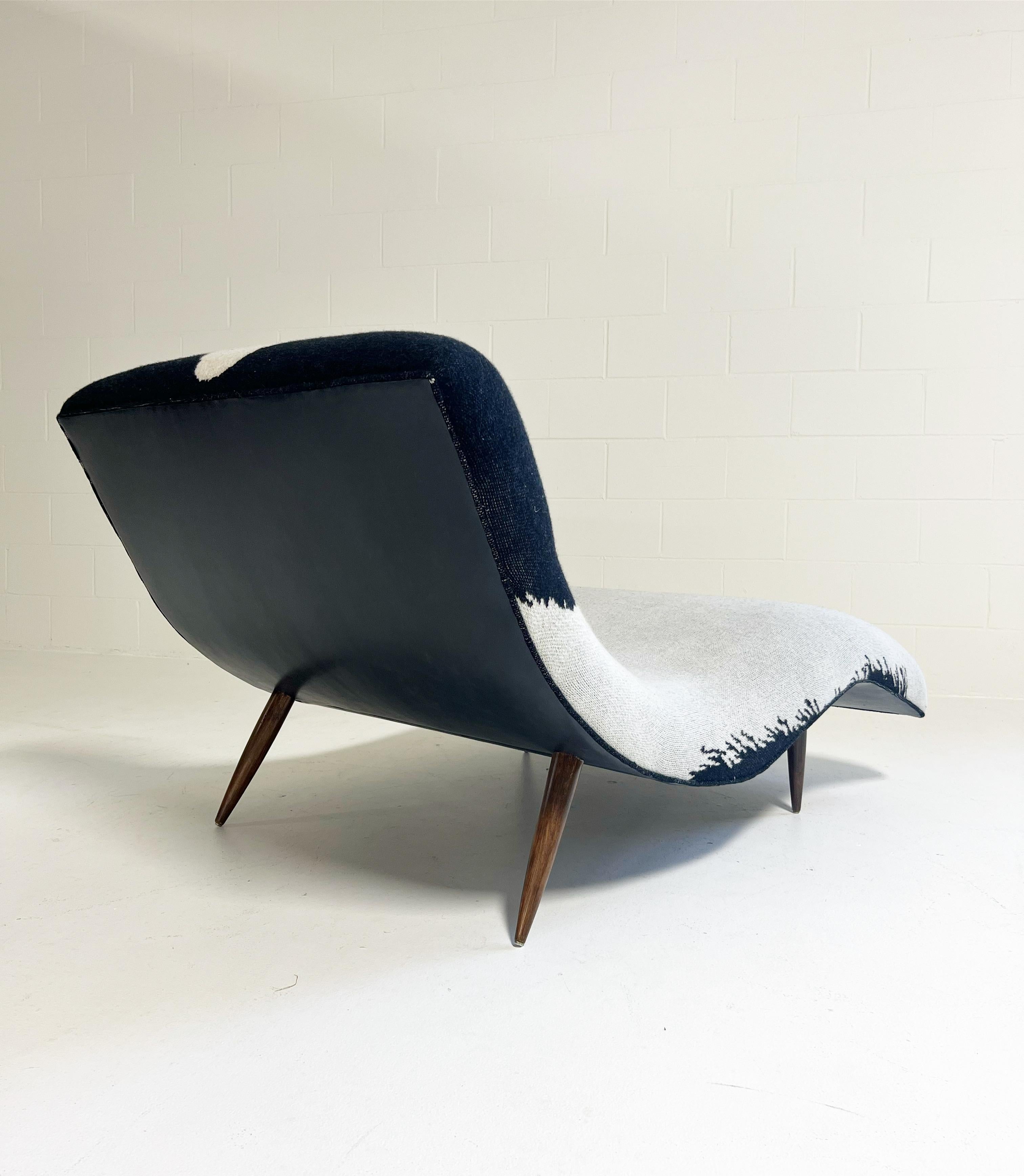 20th Century Vintage Adrian Pearsall Wave Chaise Lounge in Cashmere and Leather For Sale