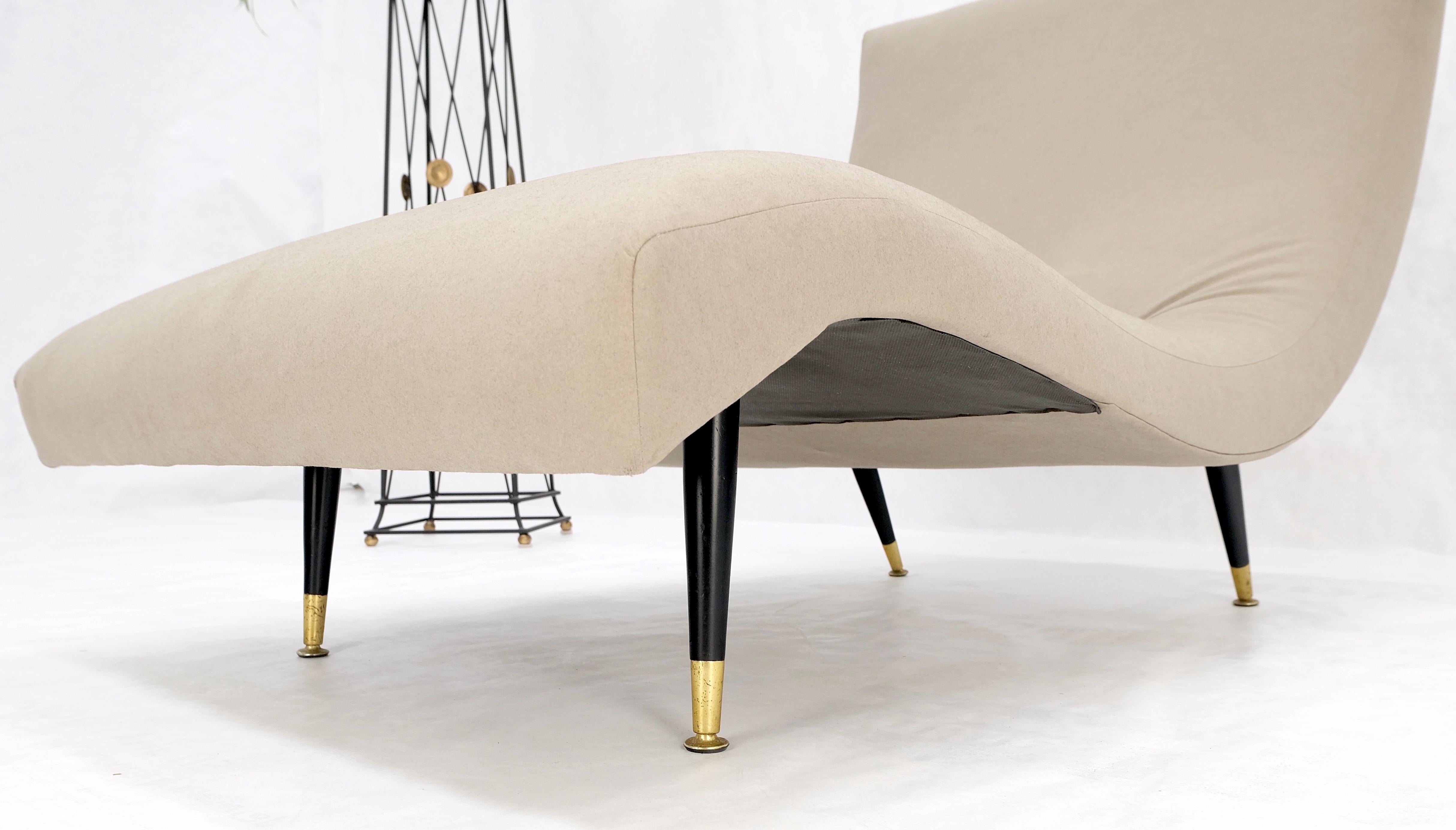 Brass Vintage Adrian Pearsall Wave Chaise Lounge New  Ultra Suede Alcantara Upholstery For Sale
