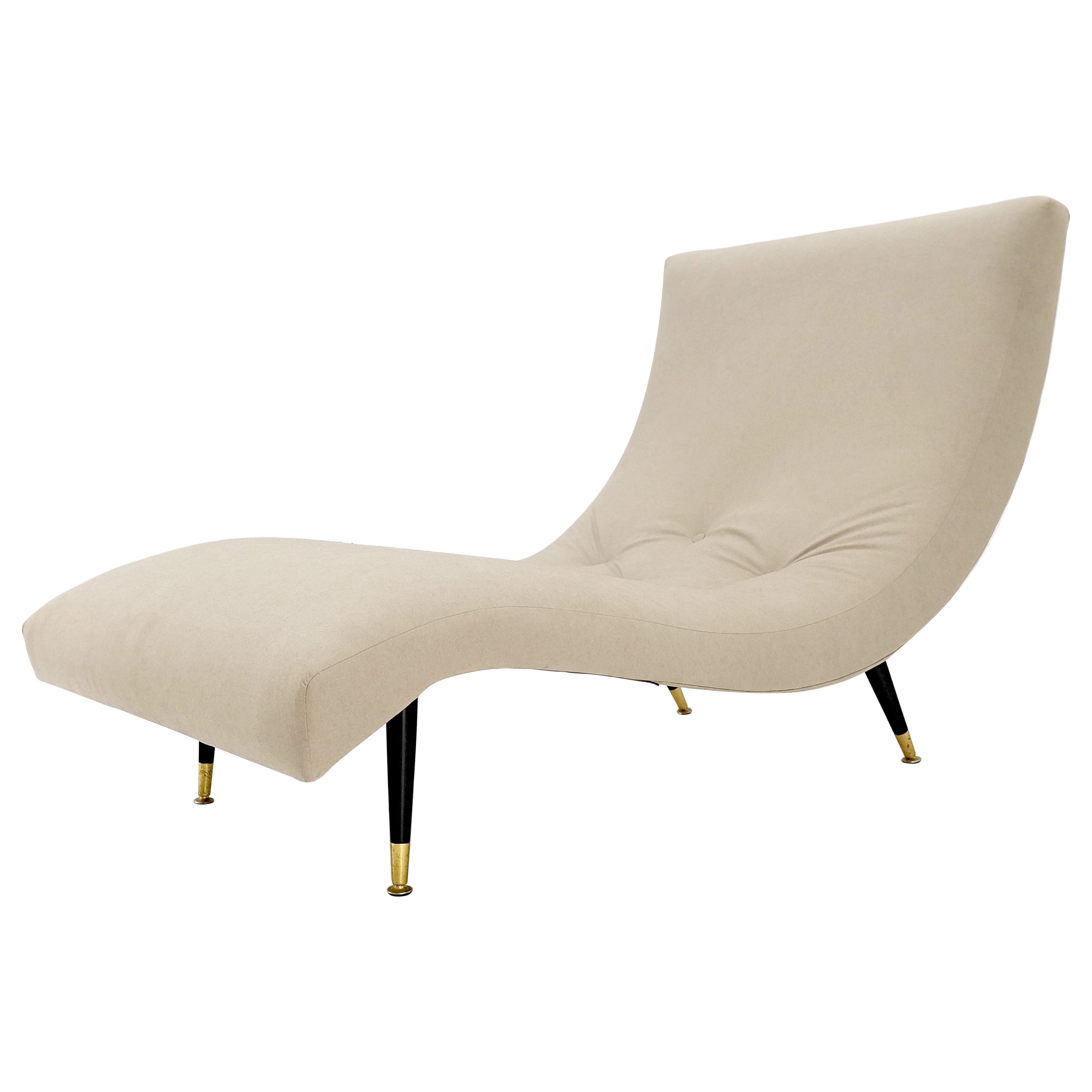 Vintage Adrian Pearsall Wave Chaise Lounge Nuovo  Rivestimento in Alcantara Ultra Suede