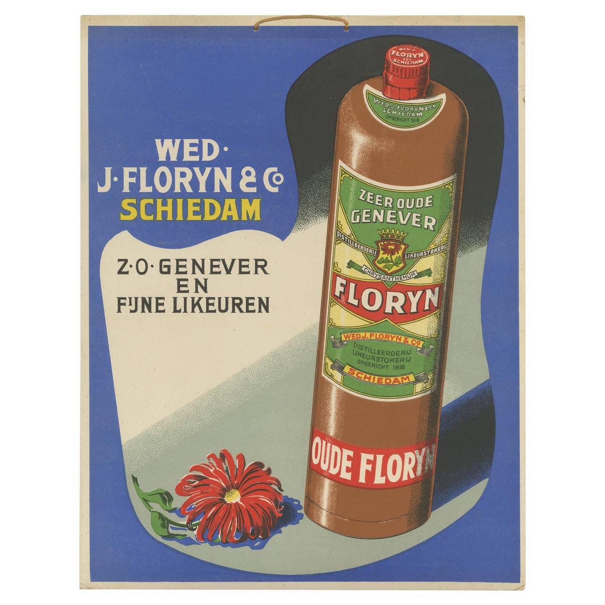 Vintage Advertisement Poster of 'Floryn Dutch Gin'.