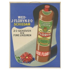 Affiche publicitaire vintage de « Floryn Dutch Gin ». 