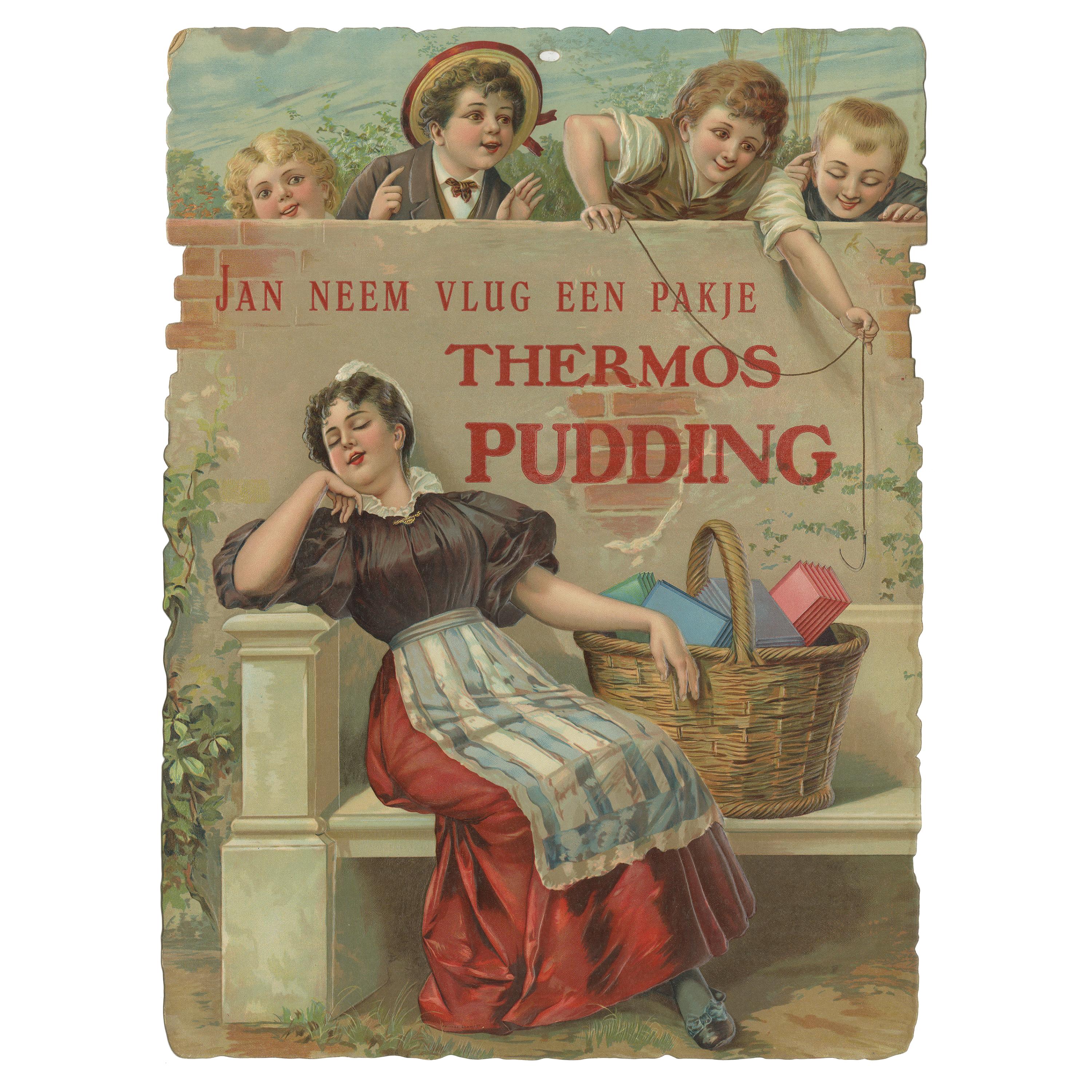 Werbeplakat „Thermos Pudding“, Vintage, um 1950