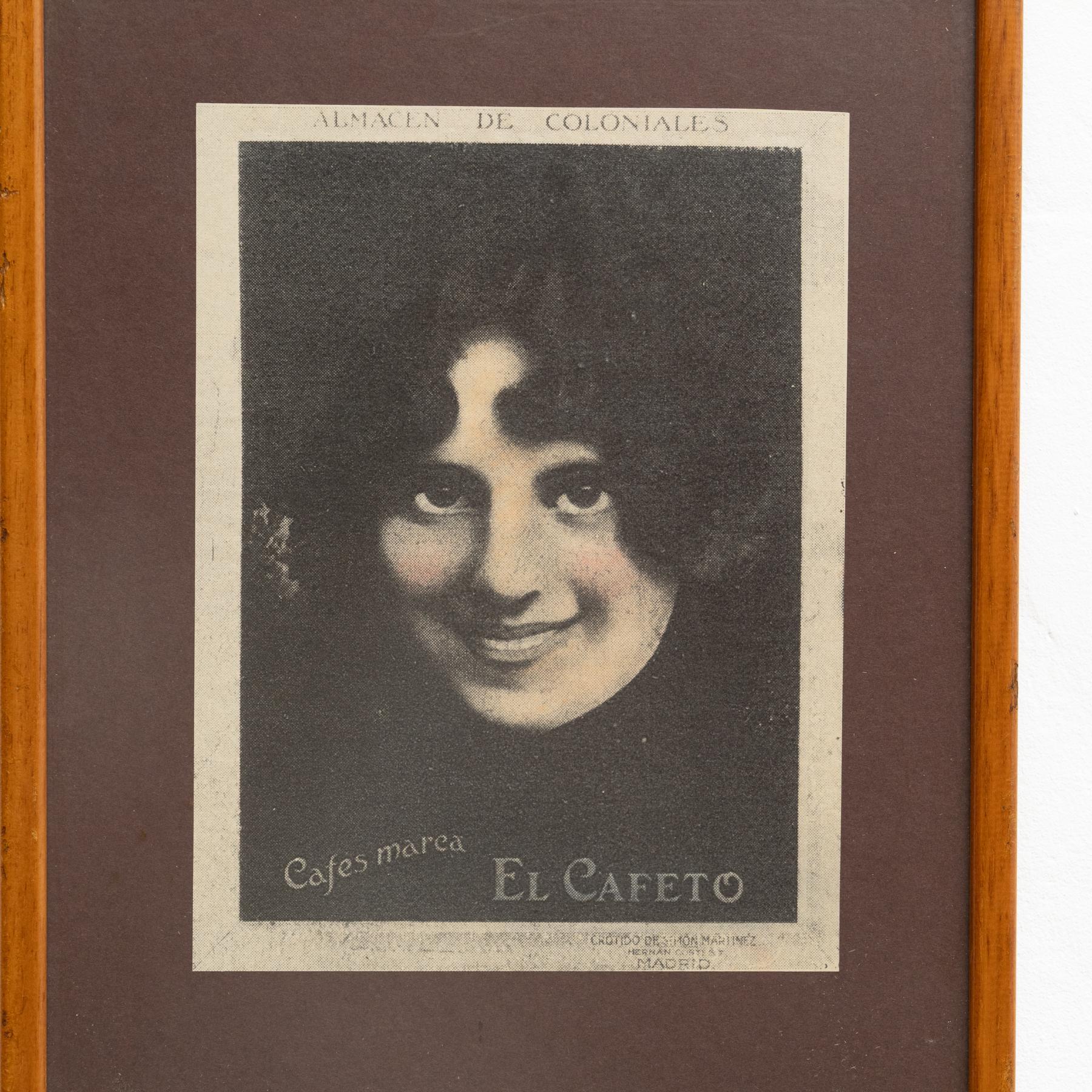 Opera d'arte vintage con cornice pubblicitaria, circa 1950 In condizioni buone in vendita a Barcelona, ES