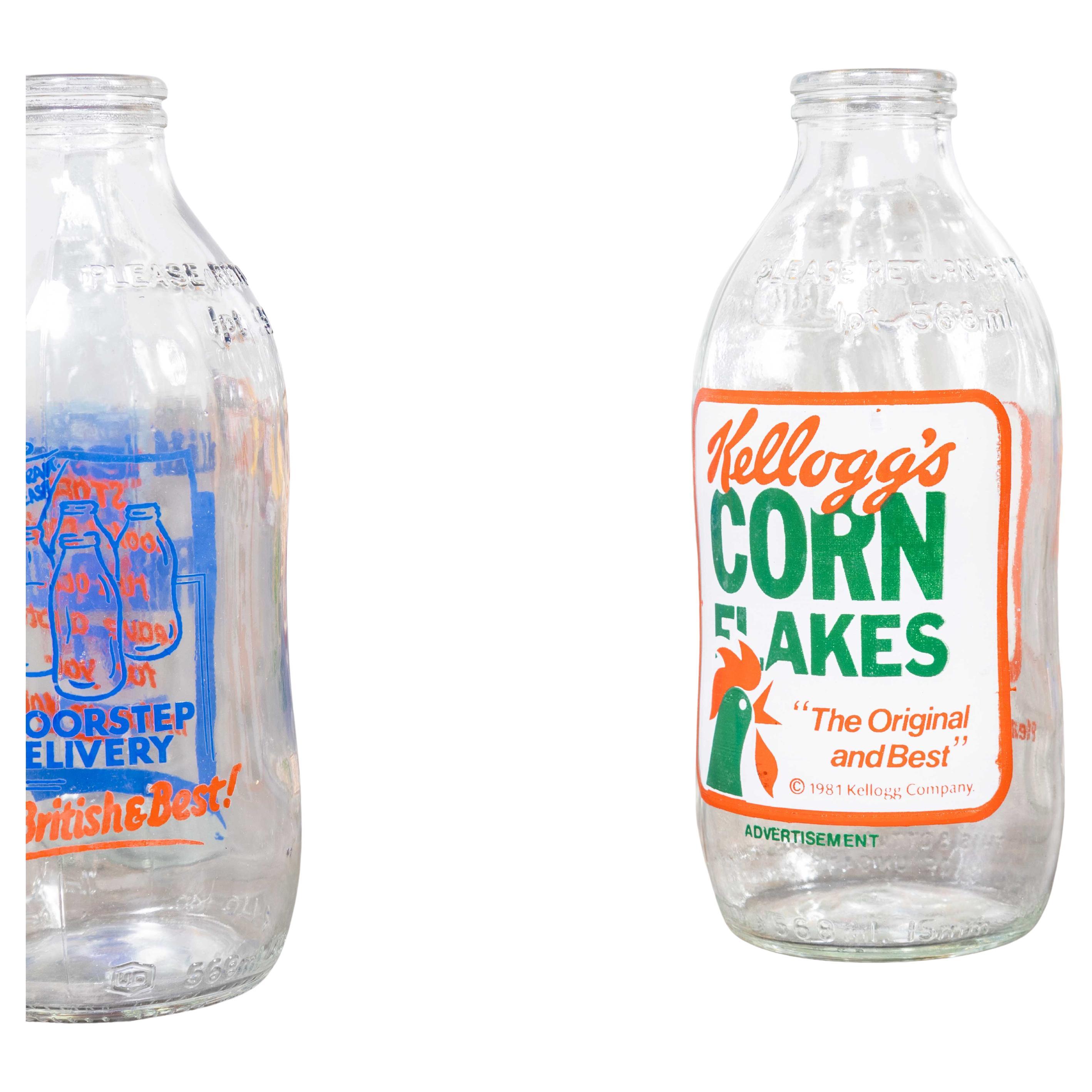 Botellas de leche publicitarias vintage - Gran cantidad disponible