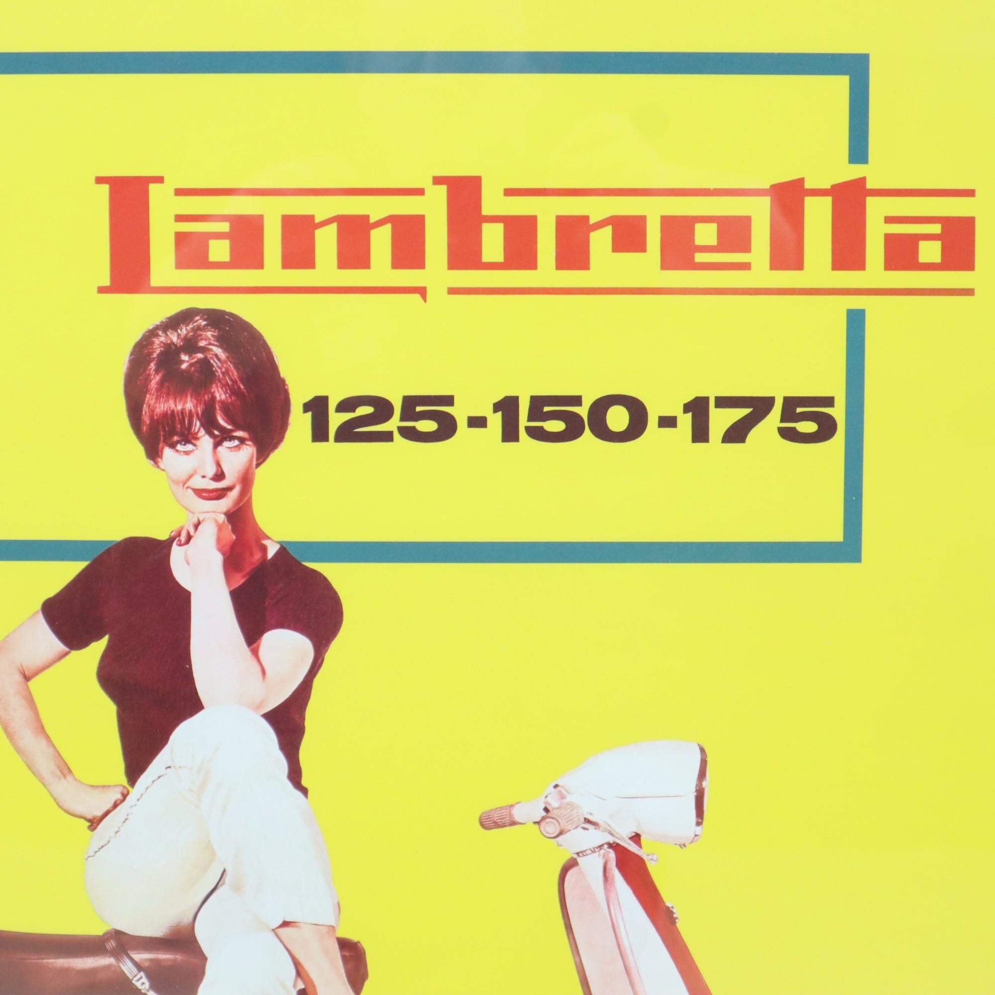 Affiche publicitaire vintage Lambretta Scooterlinea début des années 60, Espagne Bon état - En vente à Poperinge, BE