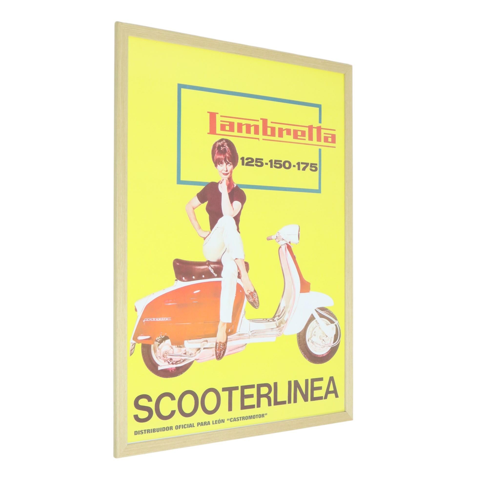 Affiche publicitaire vintage Lambretta Scooterlinea début des années 60, Espagne en vente 1