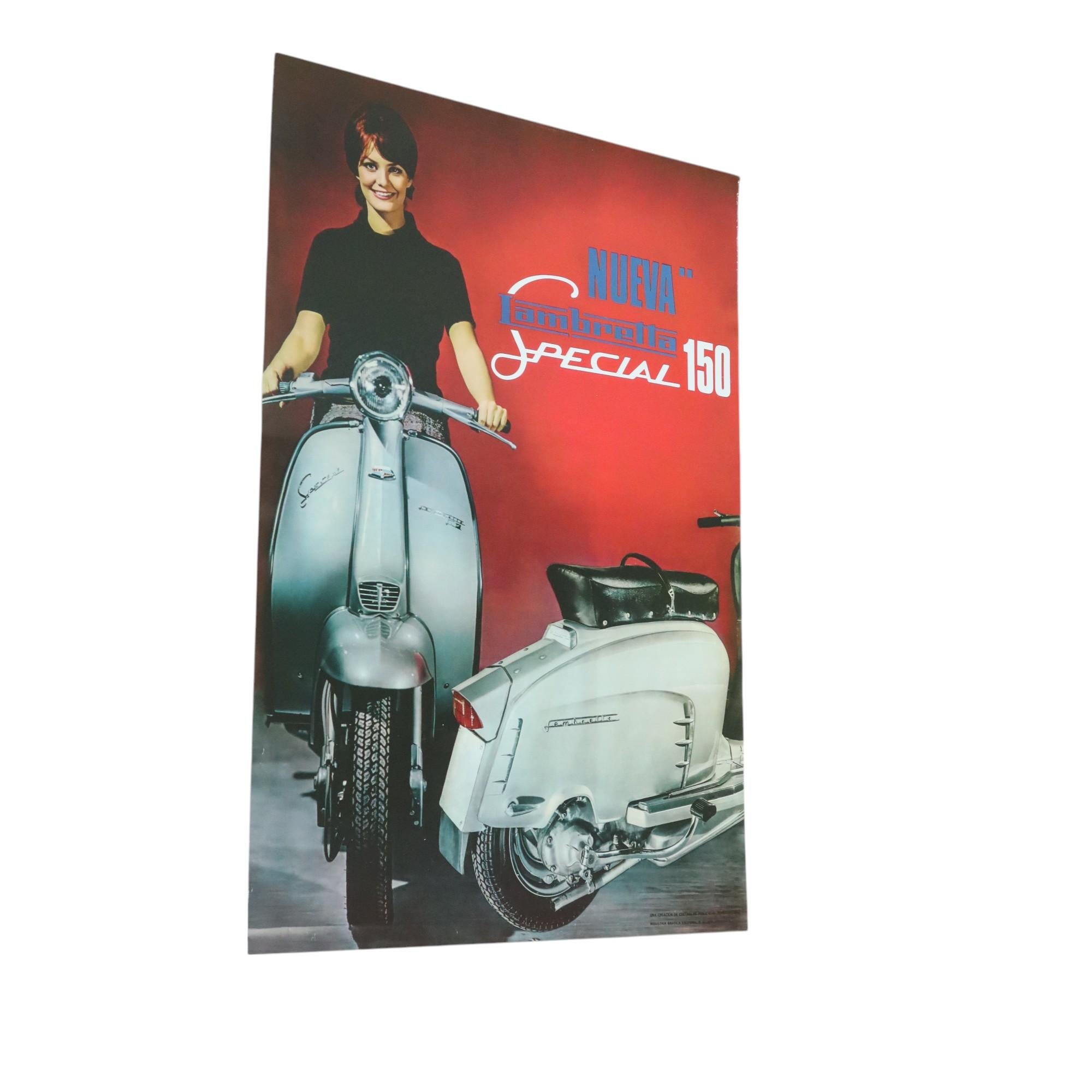 Affiche publicitaire vintage Lambretta Special 150 fin des années 60 Espagne en vente 4