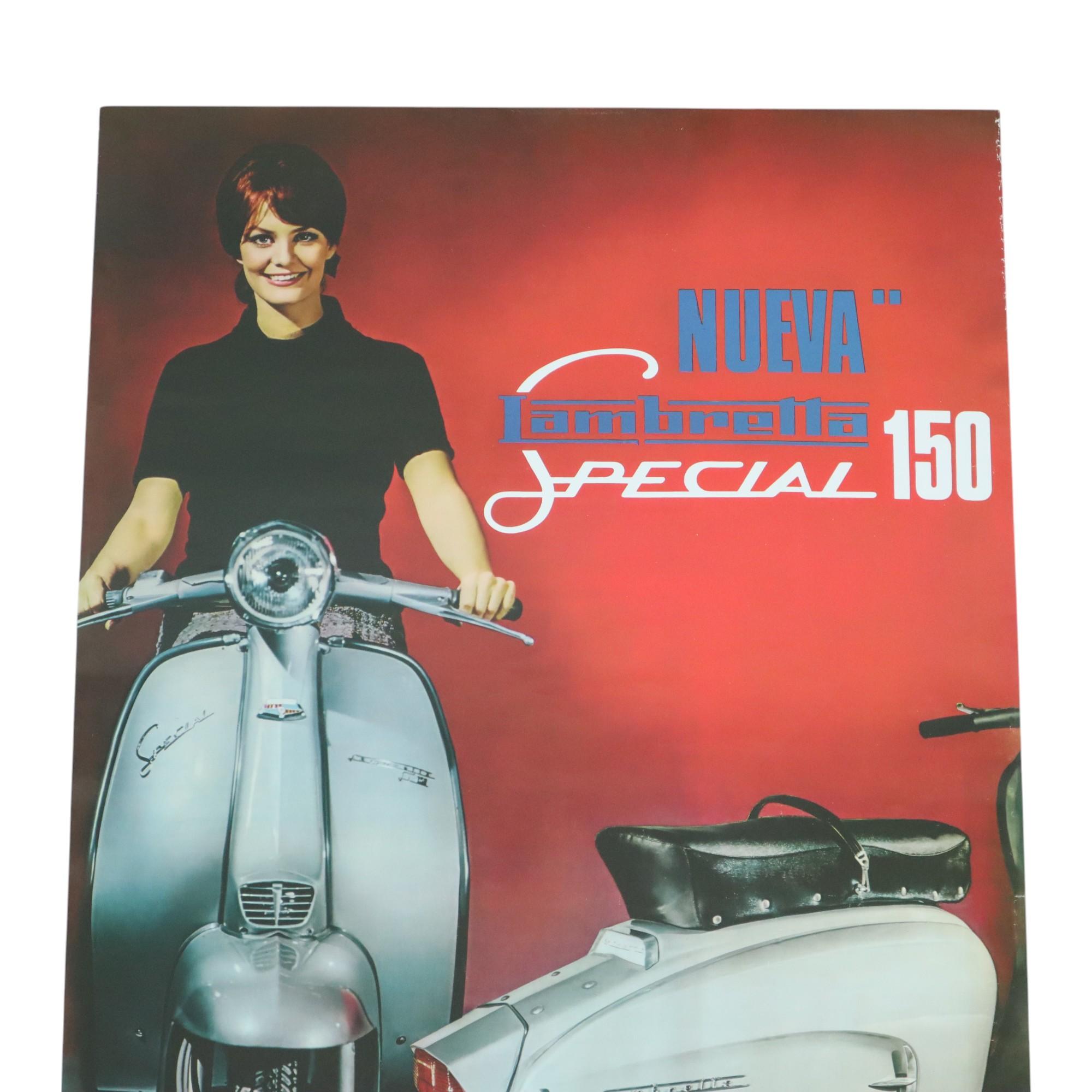 Affiche publicitaire vintage Lambretta Special 150 fin des années 60 Espagne Bon état - En vente à Poperinge, BE