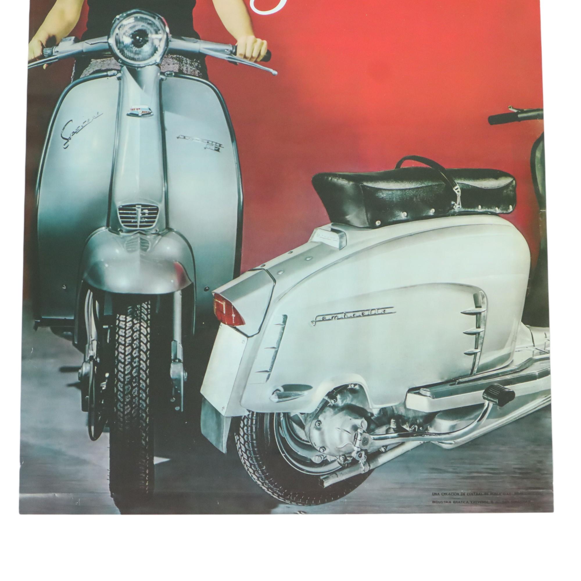 Milieu du XXe siècle Affiche publicitaire vintage Lambretta Special 150 fin des années 60 Espagne en vente