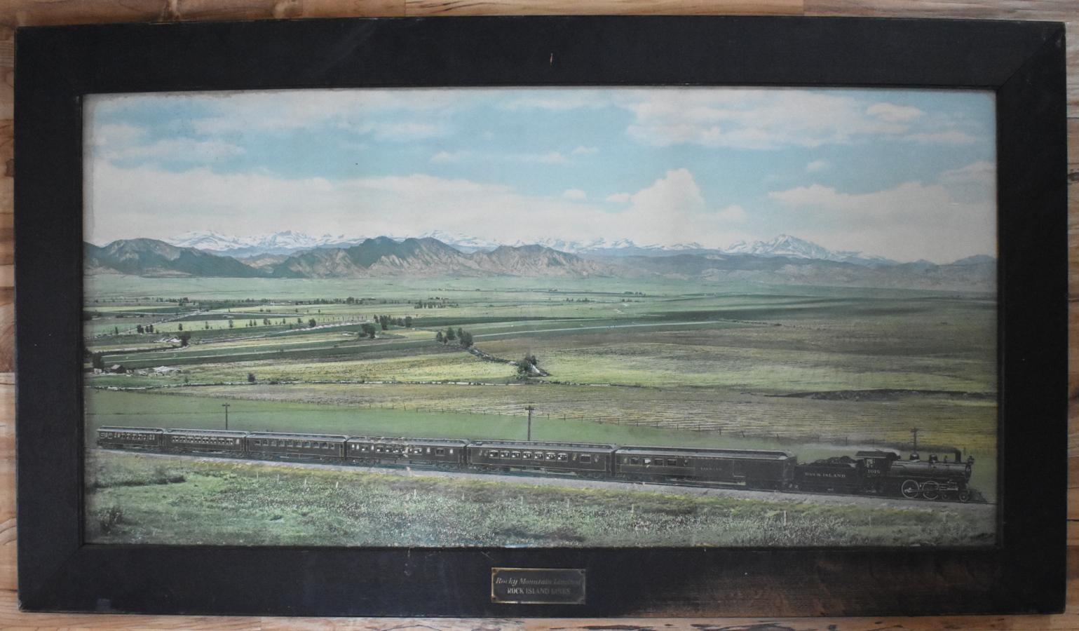 "ROCK ISLAND Rail Road LINES" ROCKY MOUNTAIN LIMITED VINTAGE 1907 ADVERT SIGN