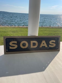 Vintage Advertising “SODAS” Metal Embossed Sign