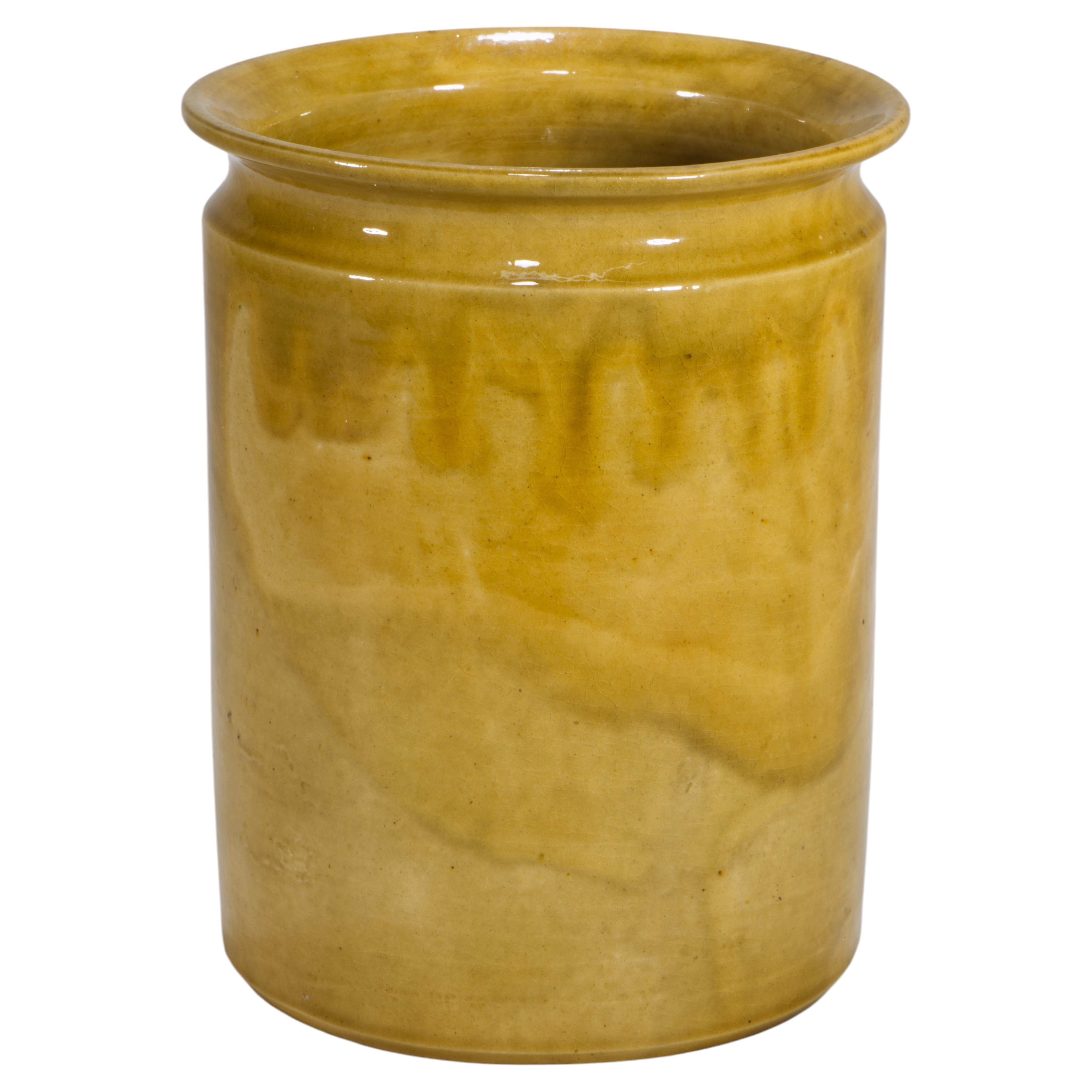 Vintage Aegitna Vallauris Ceramic Vase, Honey Yellow, France, 1930s- 1950s