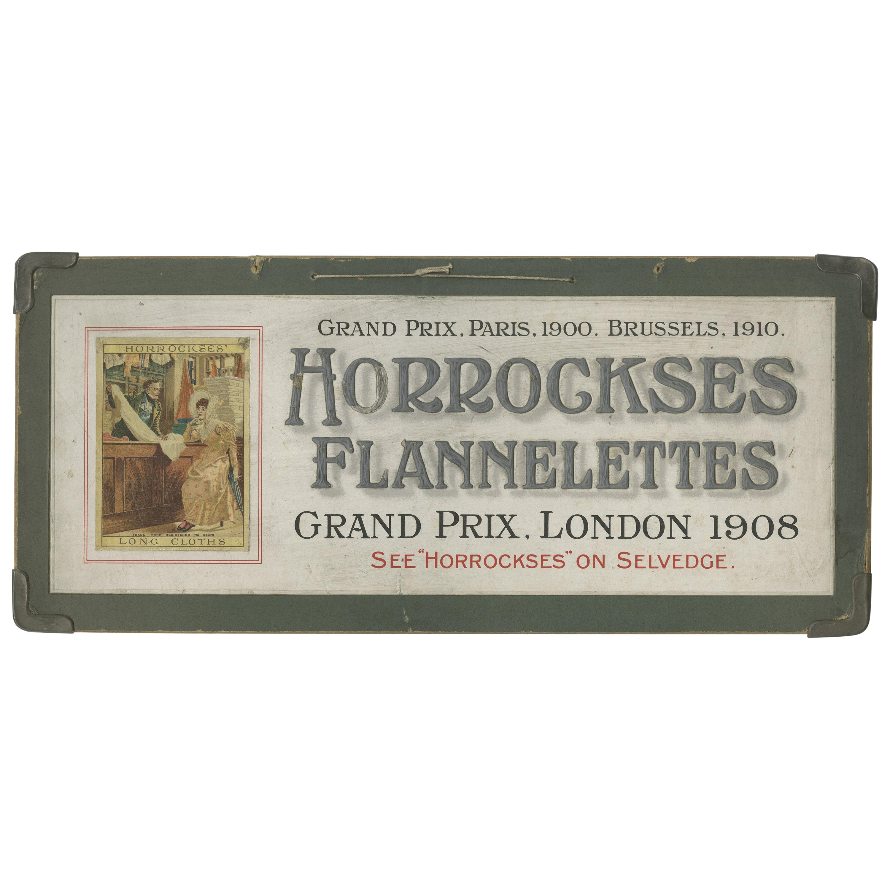 Vintage-Anzeige auf Karton, geprägt, für Horrockses Long Clothes, um 1910
