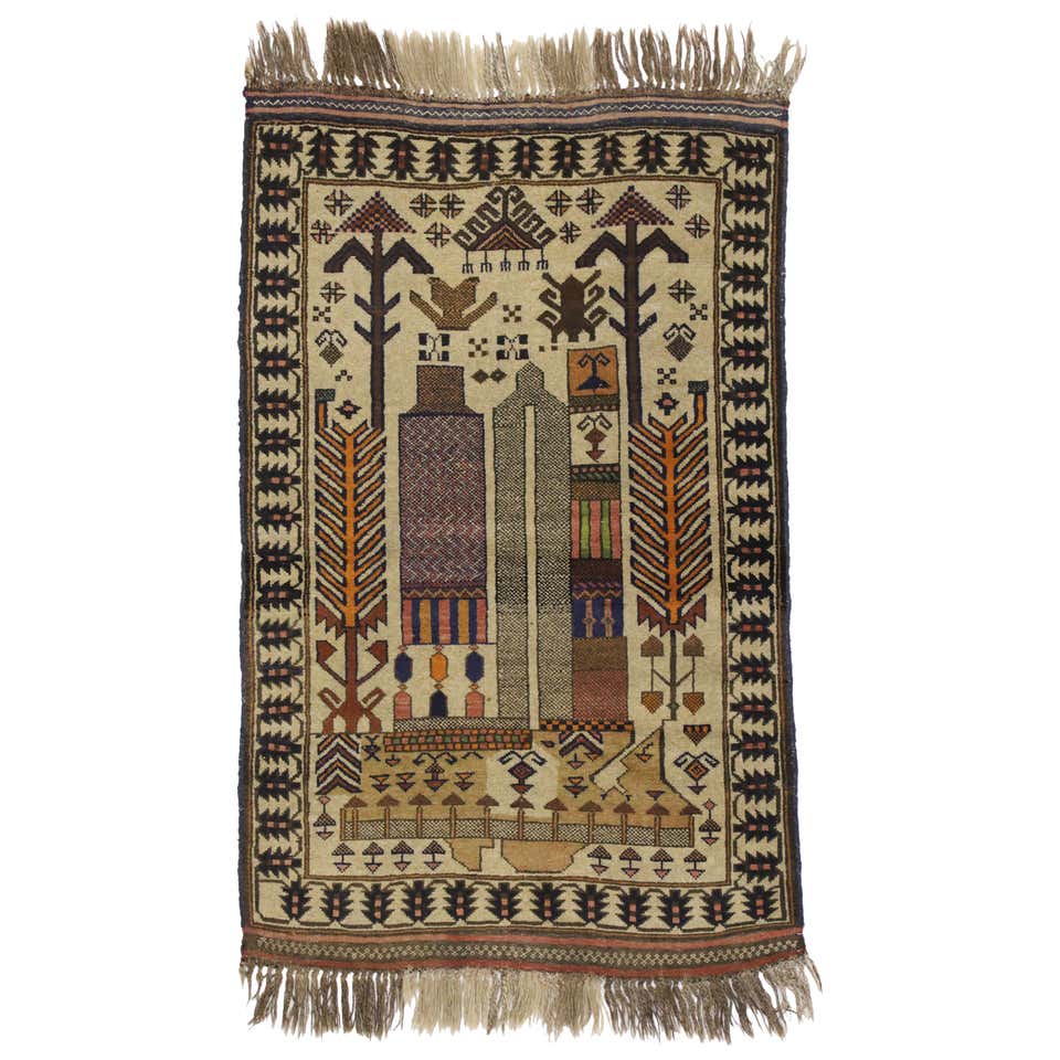 Rug and Kilim’s Modern Tribal Rug in Beige with War Pictorials For Sale ...