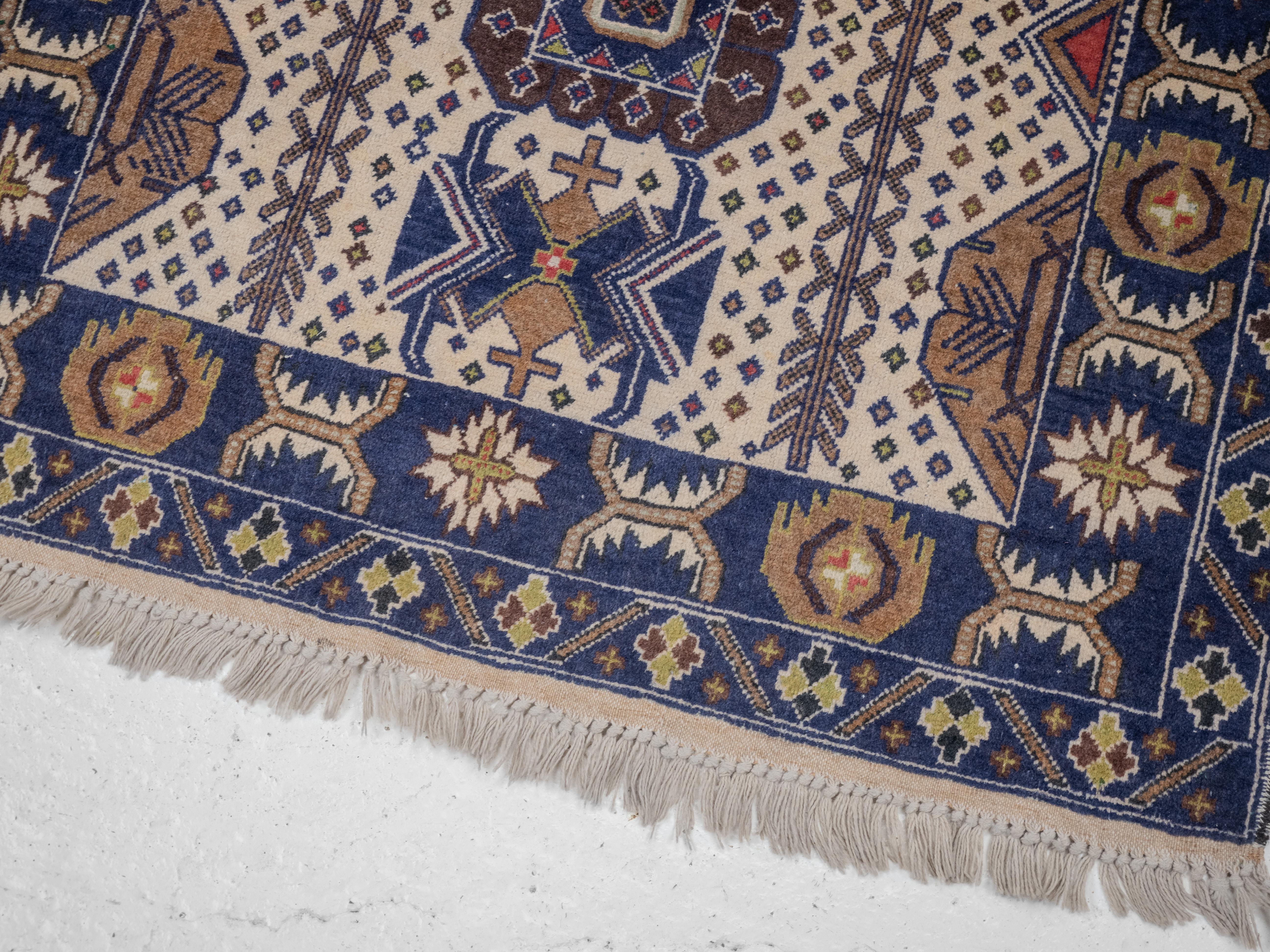 Vintage Afghan Baluch Handwoven Rug (Distressed Oriental Carpet Balouch) For Sale 4