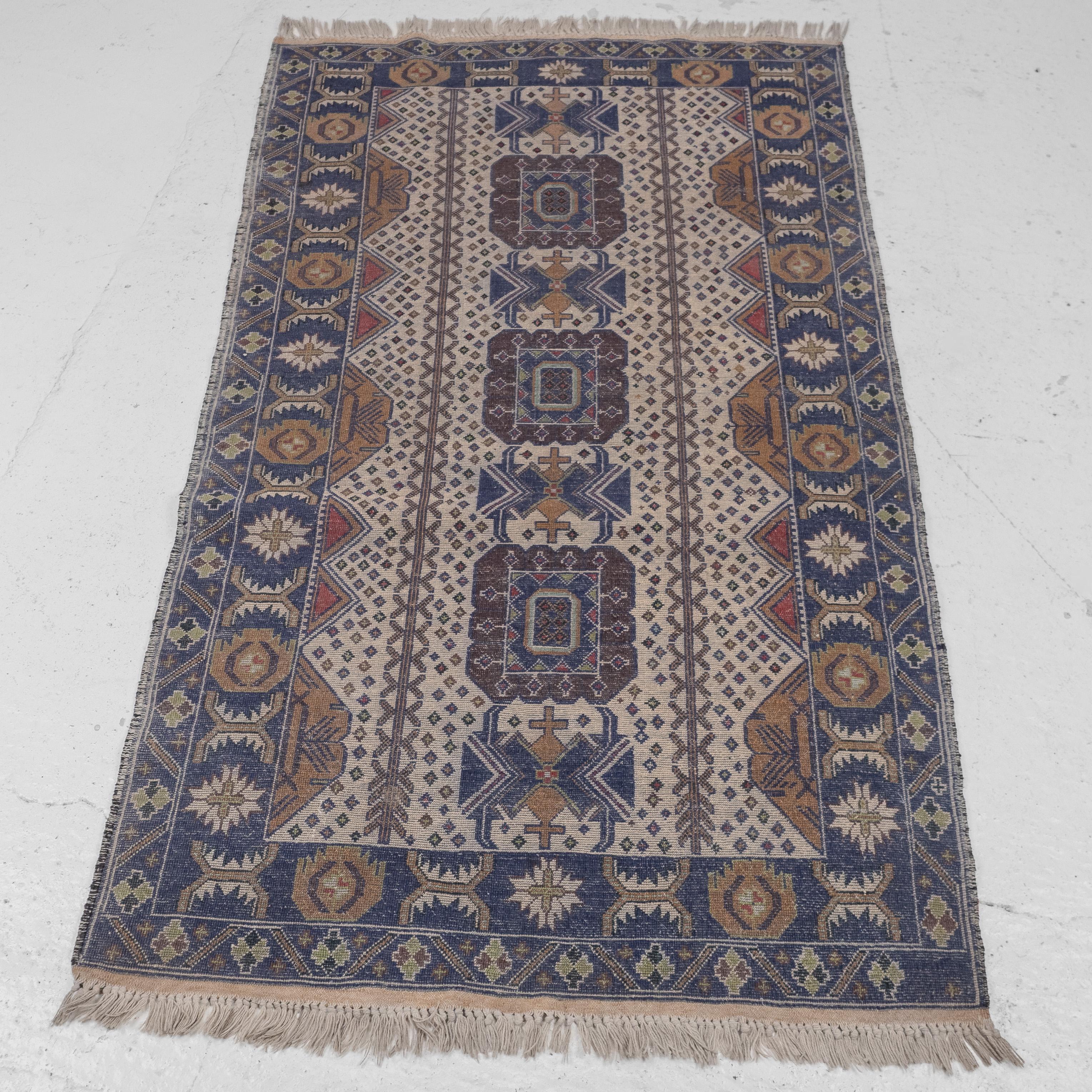 Vintage Afghan Baluch Handwoven Rug (Distressed Oriental Carpet Balouch) For Sale 5