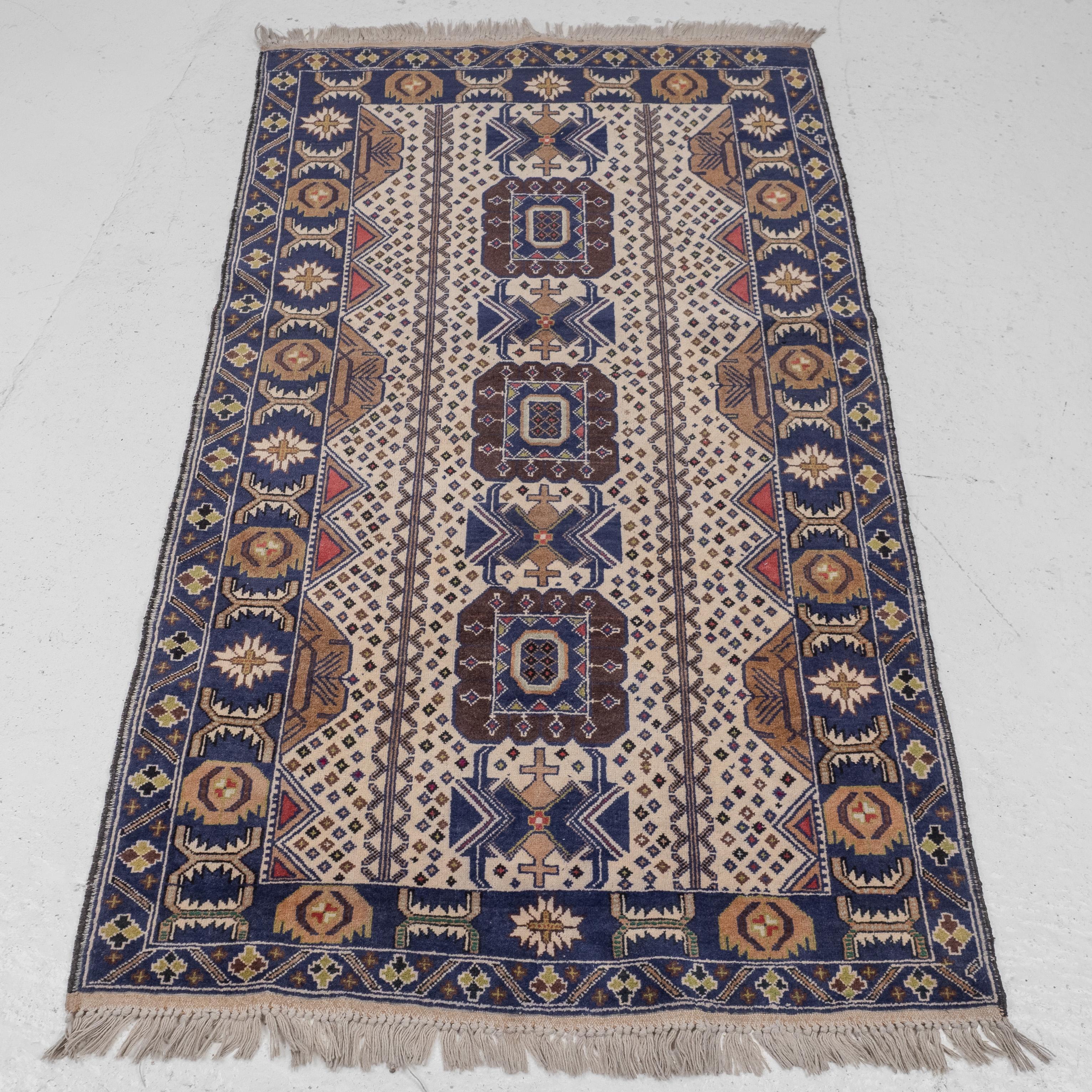 Hand-Woven Vintage Afghan Baluch Handwoven Rug (Distressed Oriental Carpet Balouch) For Sale