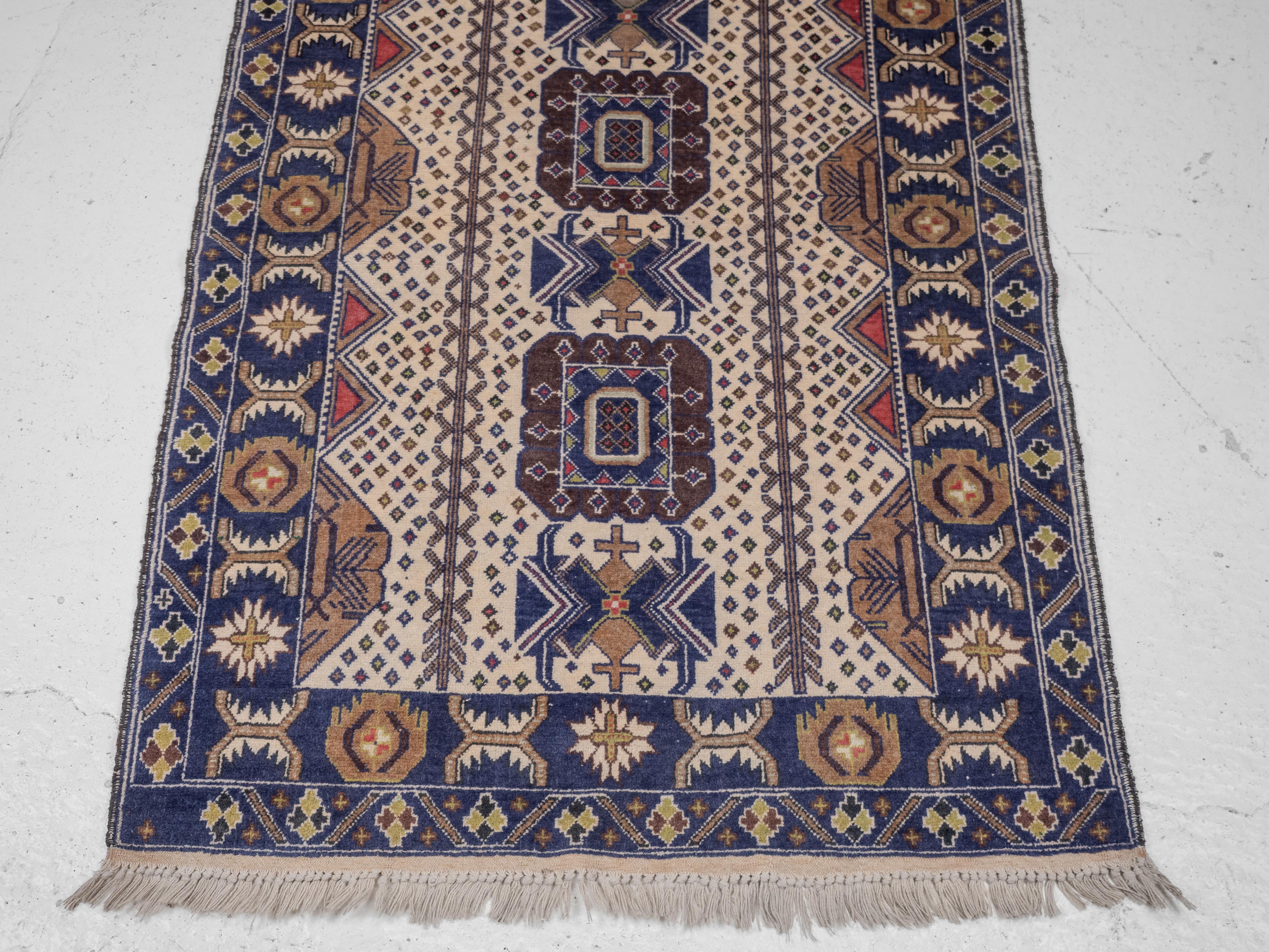 20th Century Vintage Afghan Baluch Handwoven Rug (Distressed Oriental Carpet Balouch) For Sale
