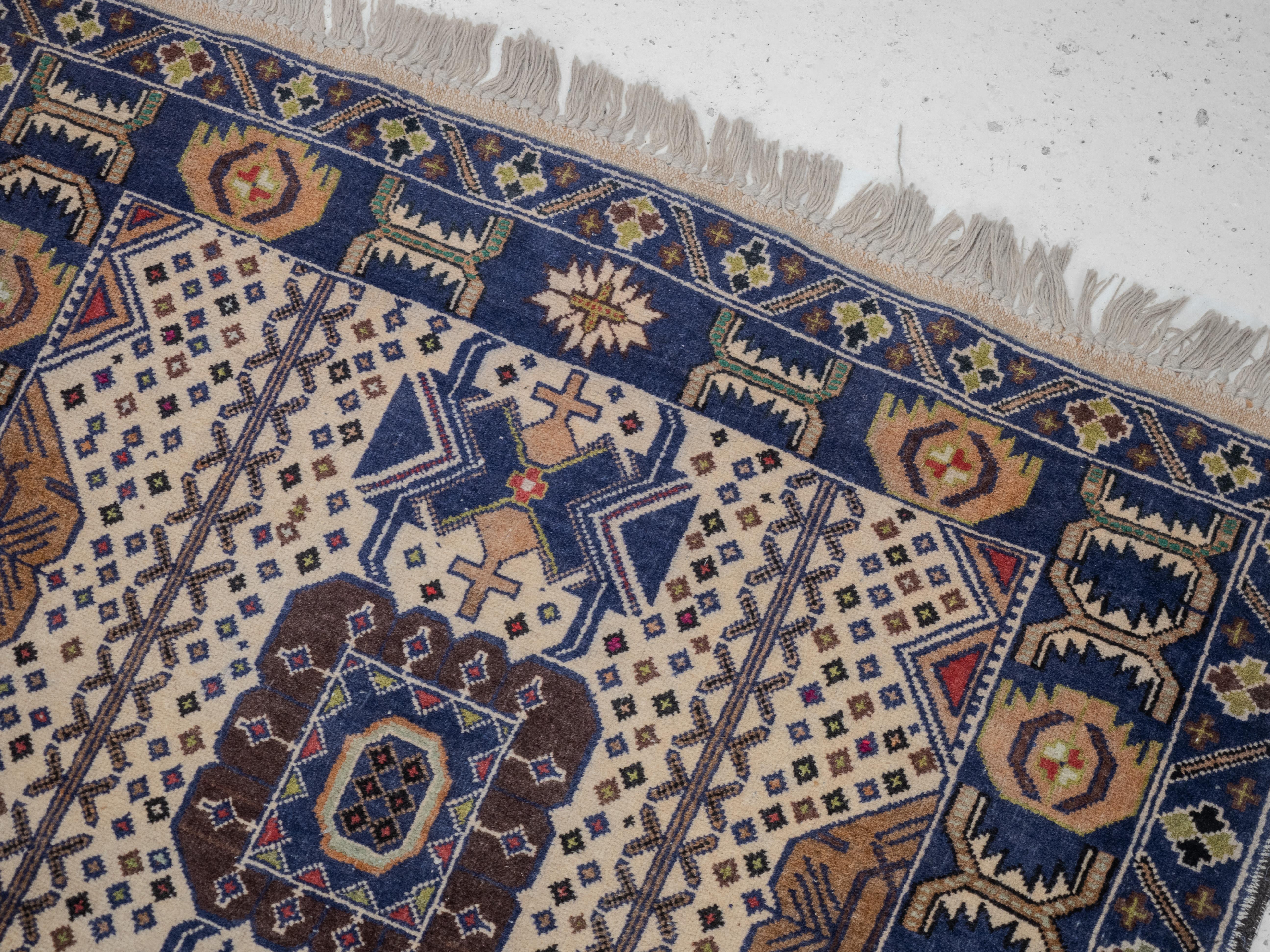 Vintage Afghan Baluch Handwoven Rug (Distressed Oriental Carpet Balouch) For Sale 2