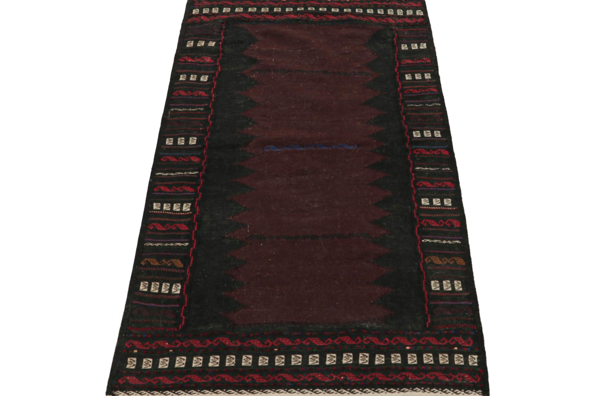 Tribal Vintage Afghan Baluch Kilim Runner Rug, with Geometric Borders from Rug & Kilim For Sale