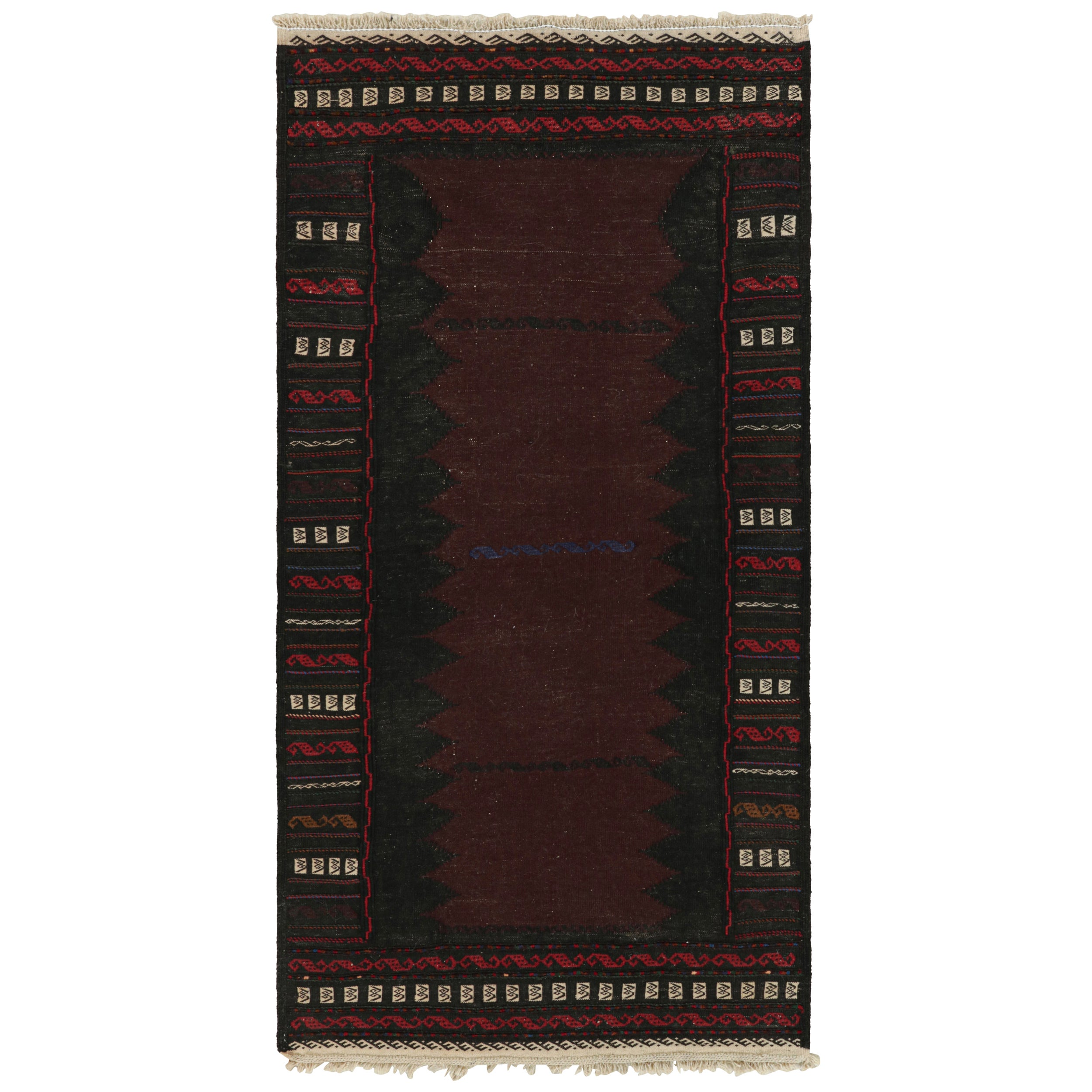 Afghanischer Baluch-Kelim-Läufer aus Afghan, Vintage, mit geometrischen Bordüren von Rug & Kilim