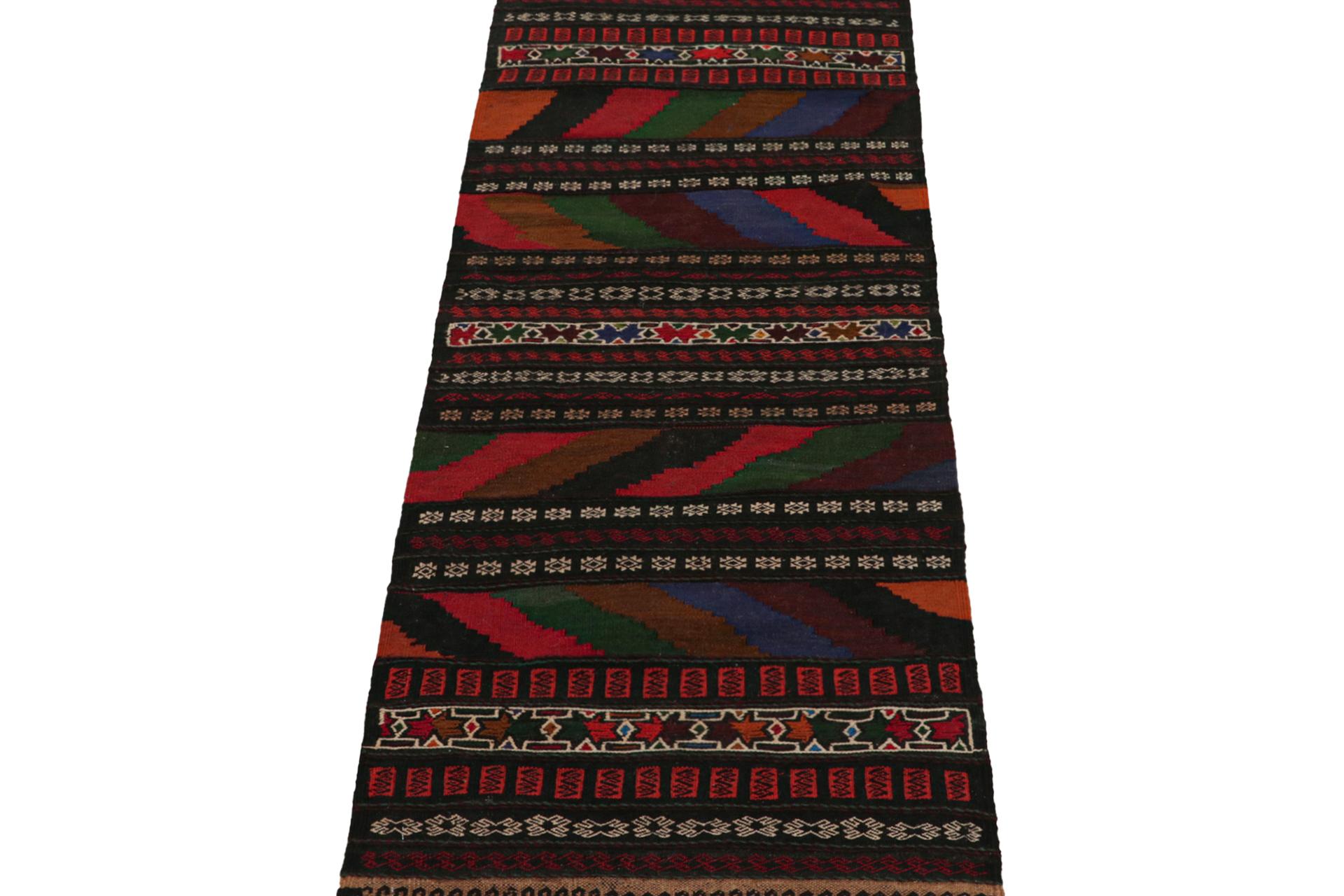 Tribal Vintage Afghan Baluch Kilim Runner Rug, with Geometric Patterns from Rug & Kilim For Sale