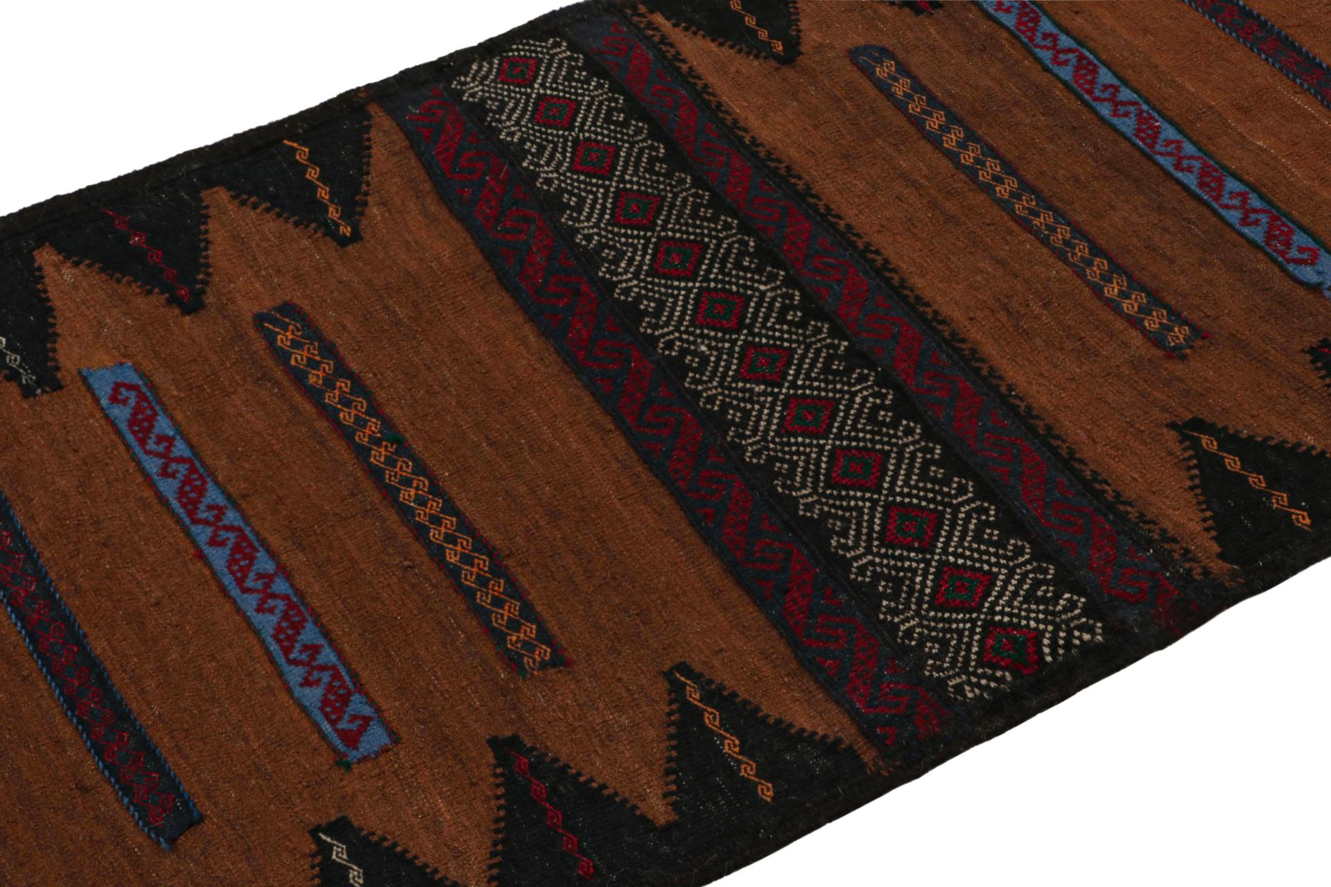 Hand-Knotted Vintage Afghan Baluch Kilim Runner Rug, with Geometric Patterns from Rug & Kilim For Sale