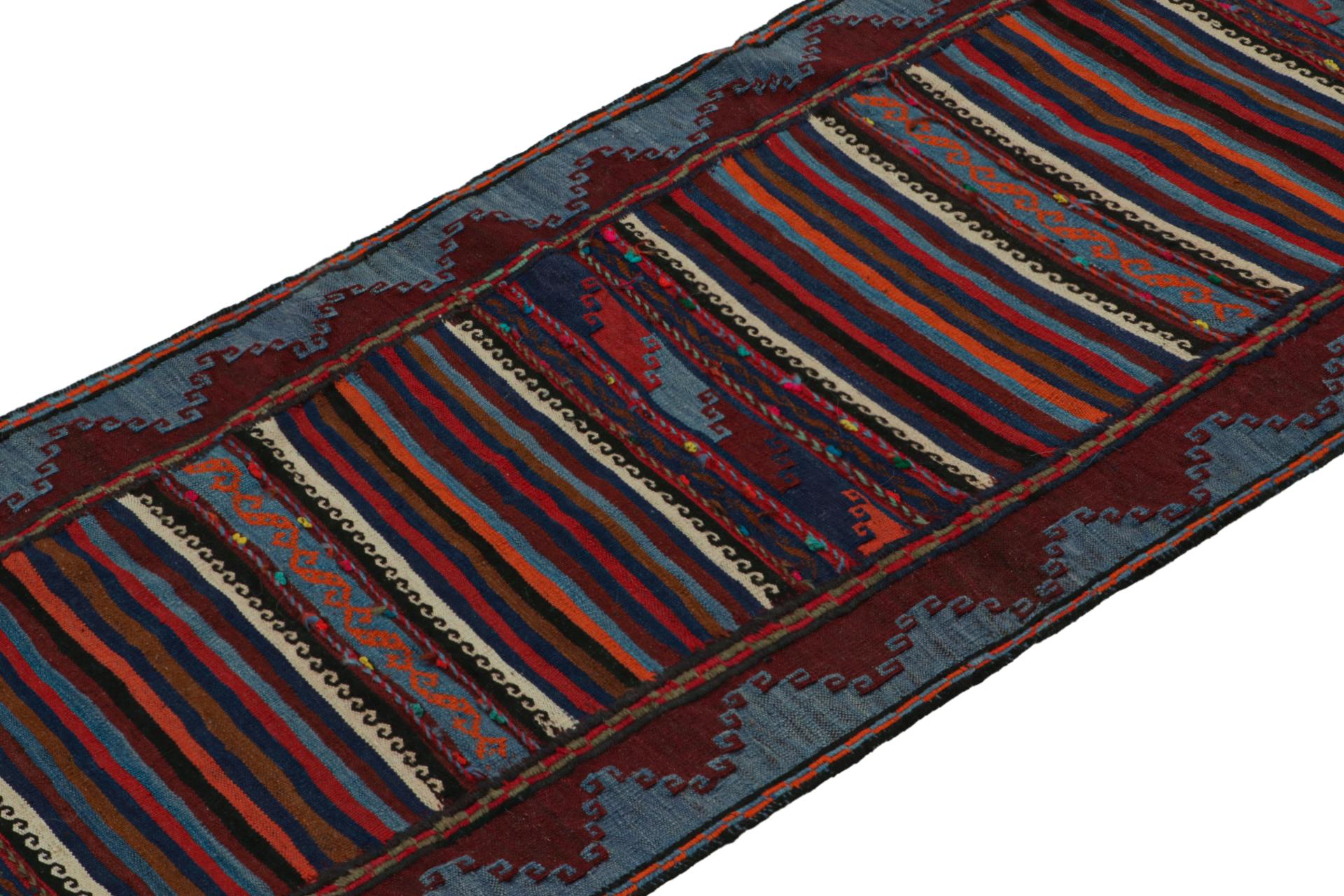 Hand-Knotted Vintage Afghan Baluch Kilim Runner Rug, with Geometric Patterns from Rug & Kilim For Sale