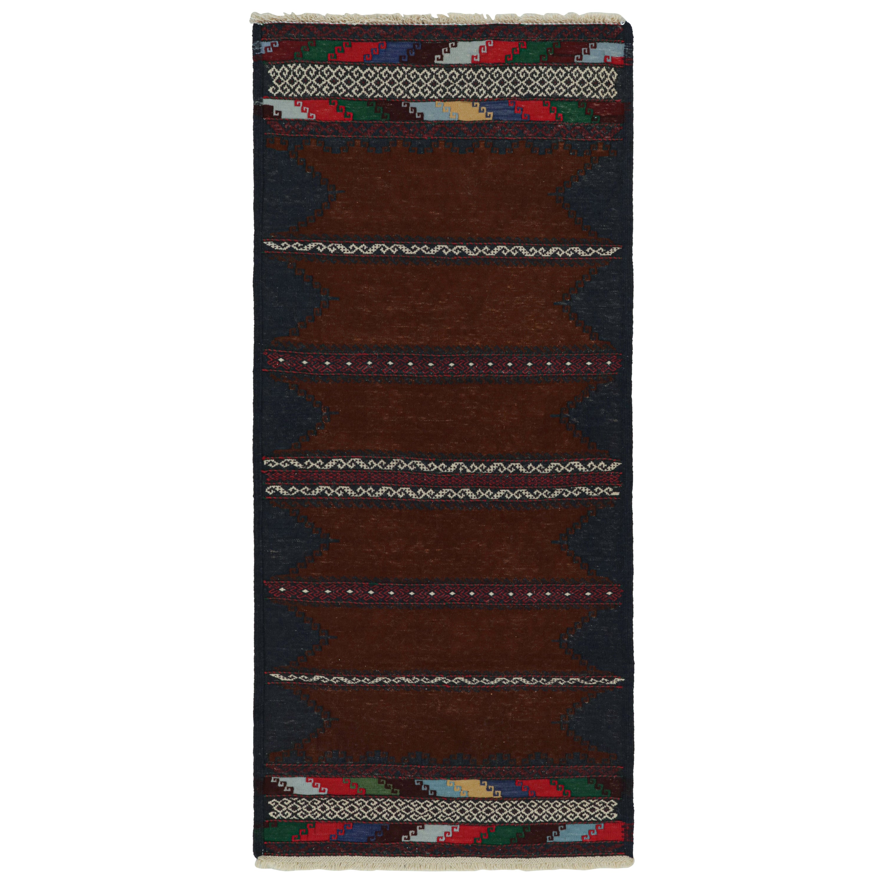 Vintage Afghan Baluch Kilim Läufer Teppich, mit geometrischen Mustern von Rug & Kilim