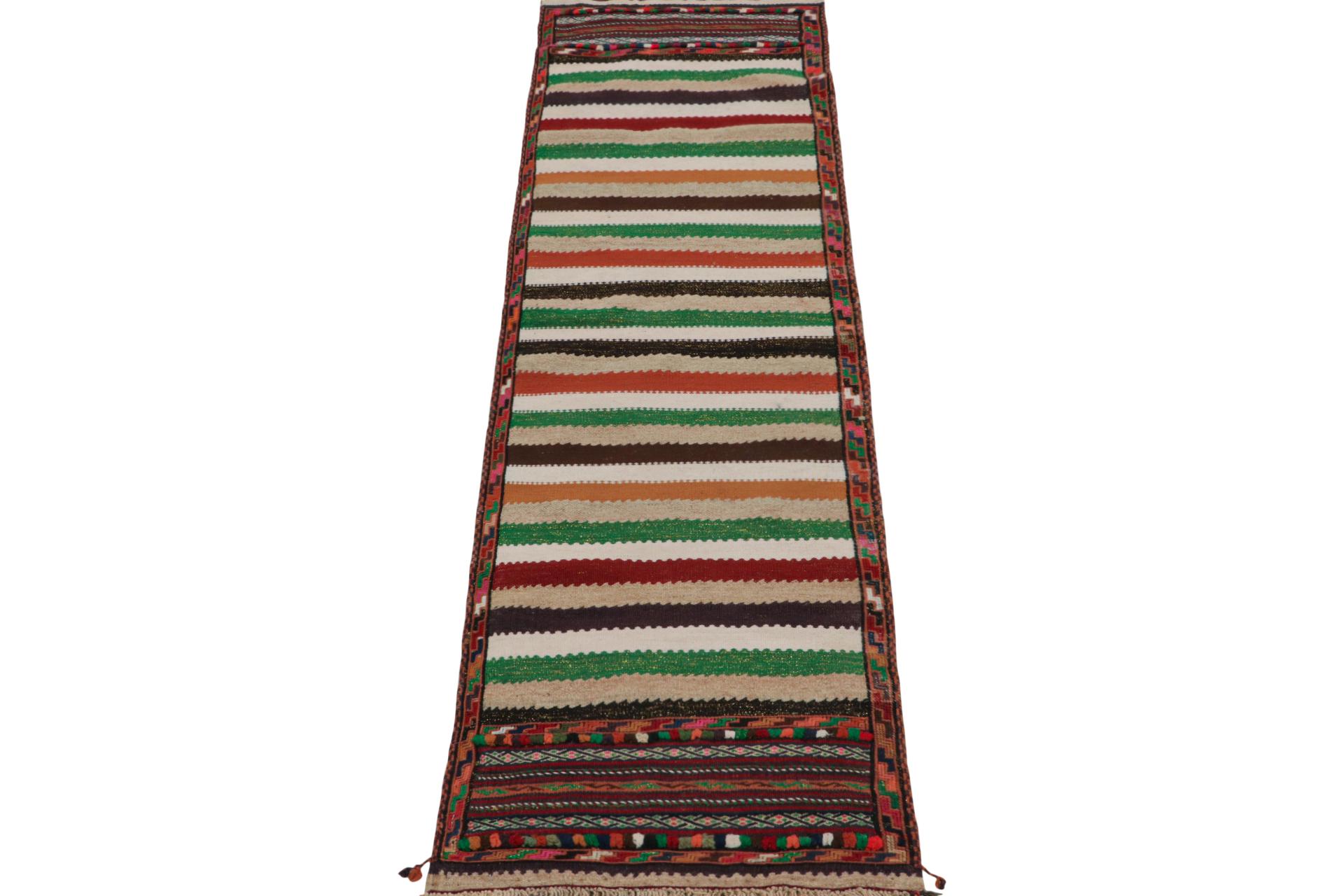 Tribal Vintage Afghan Baluch Kilim Scatter Rug, with Geometric Stripes from Rug & Kilim For Sale
