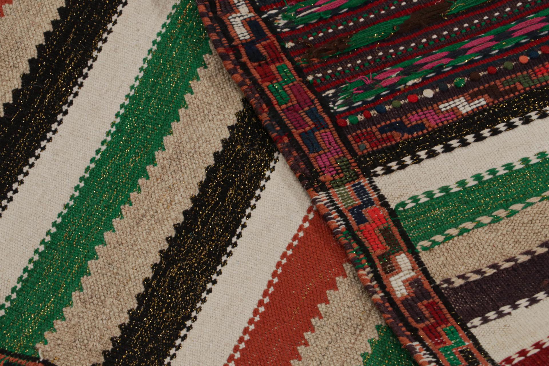 Wool Vintage Afghan Baluch Kilim Scatter Rug, with Geometric Stripes from Rug & Kilim For Sale