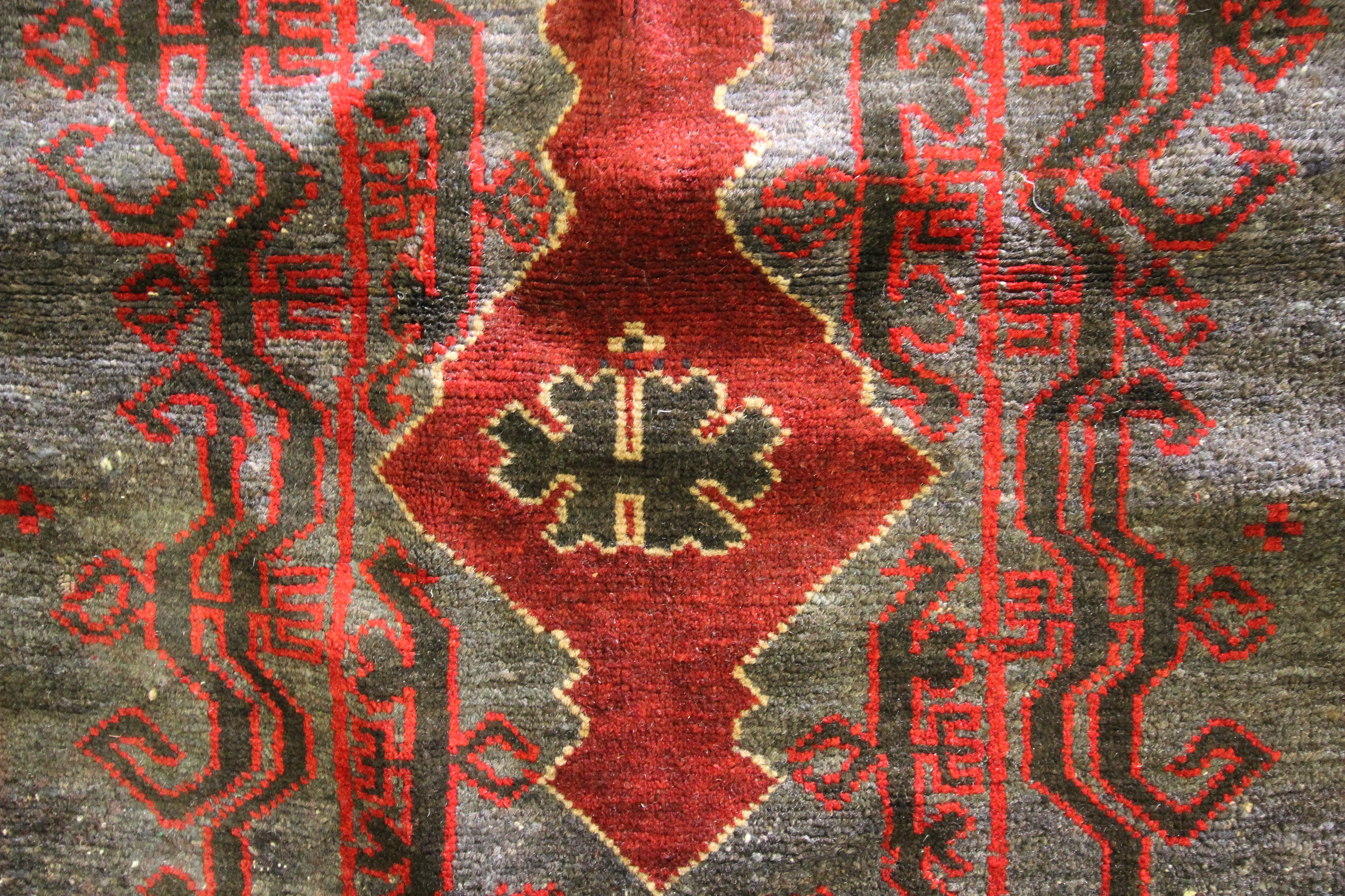 Hand-Knotted Baluch Rug Vintage Afghan Handwoven Red Wool Area Rug For Sale