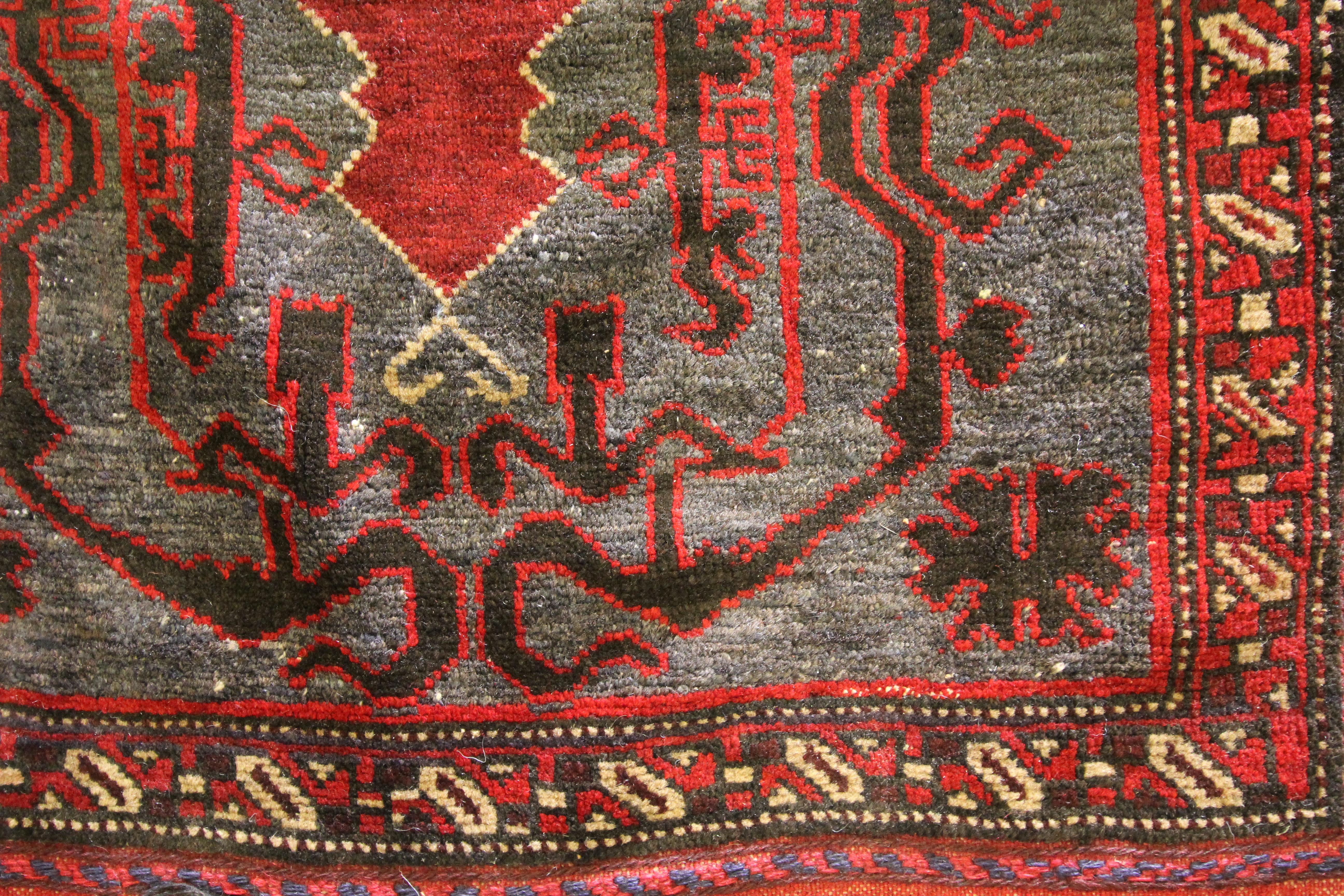 Baluch Rug Vintage Afghan Handwoven Red Wool Area Rug In Excellent Condition For Sale In Hampshire, GB