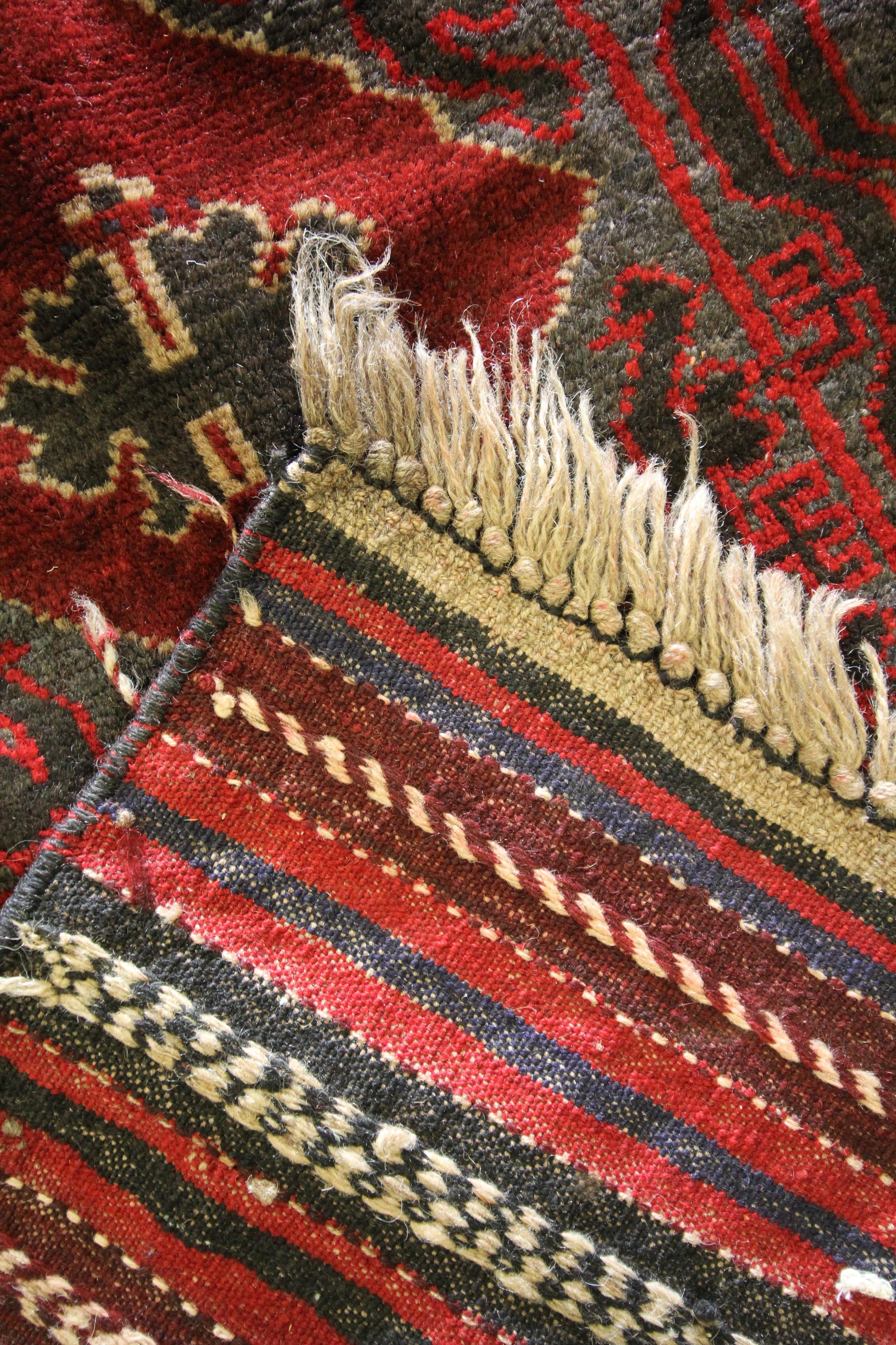 Baluch Rug Vintage Afghan Handwoven Red Wool Area Rug For Sale 3